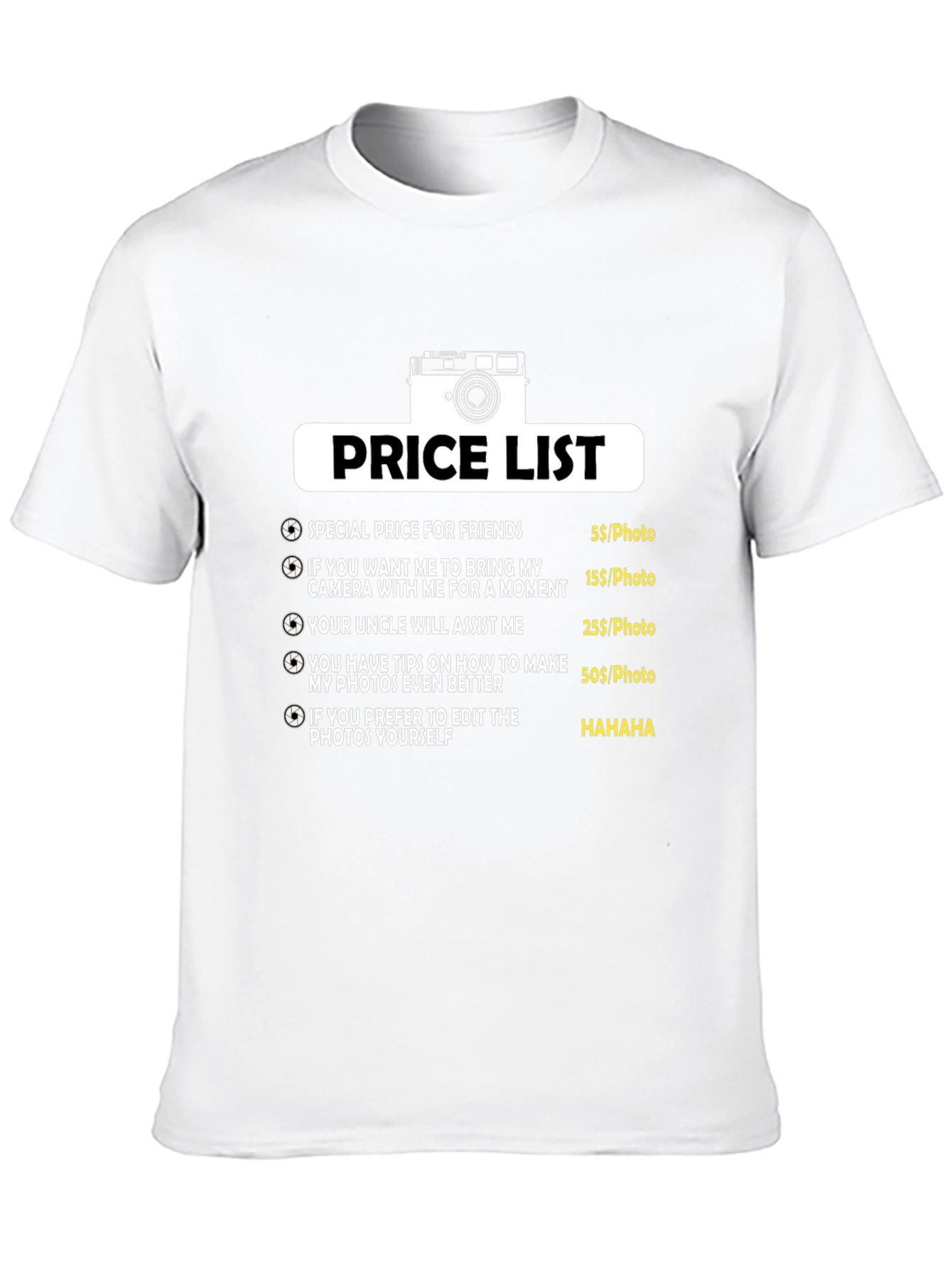 Black Funny Photographer Price List T-Shirt view 10