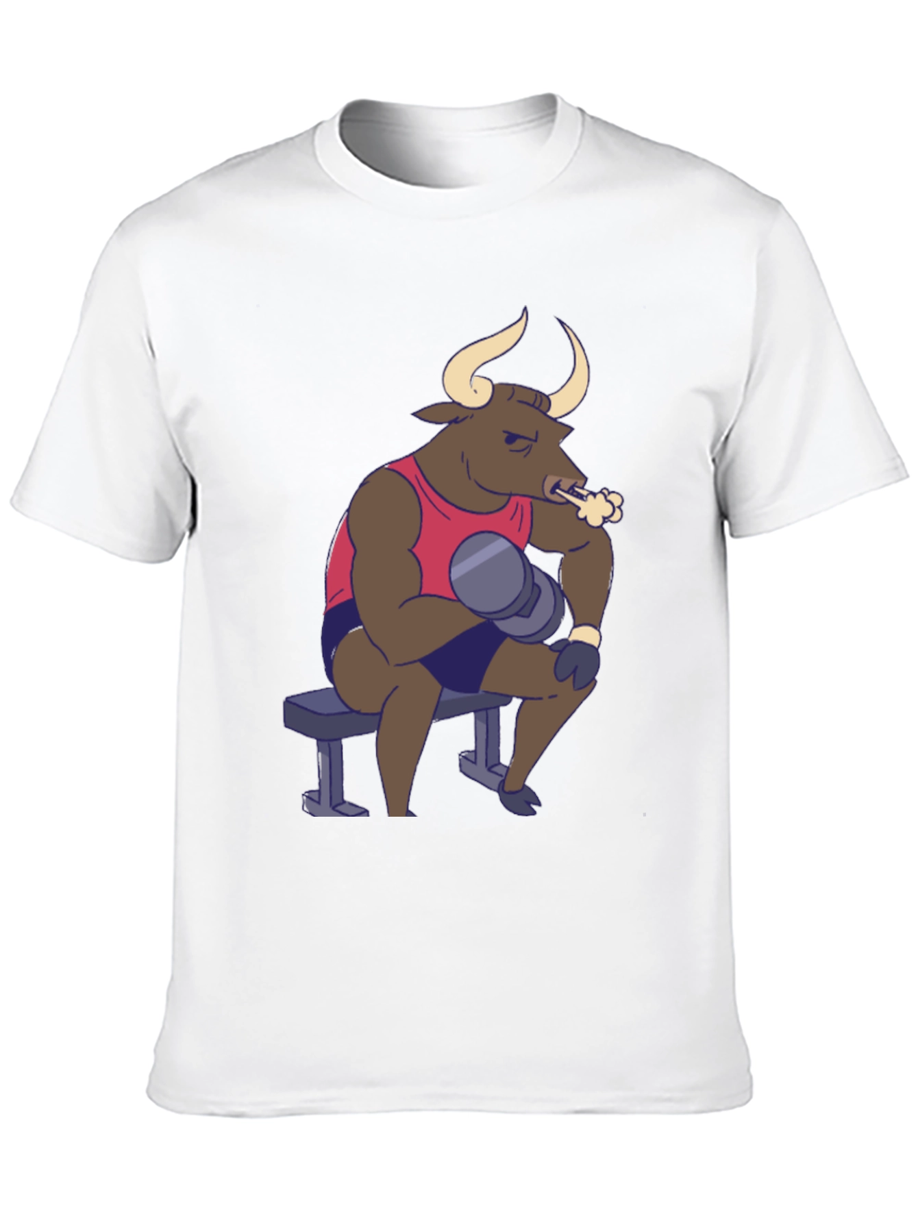 Black Funny Bull Lifting Weights T-Shirt view 10