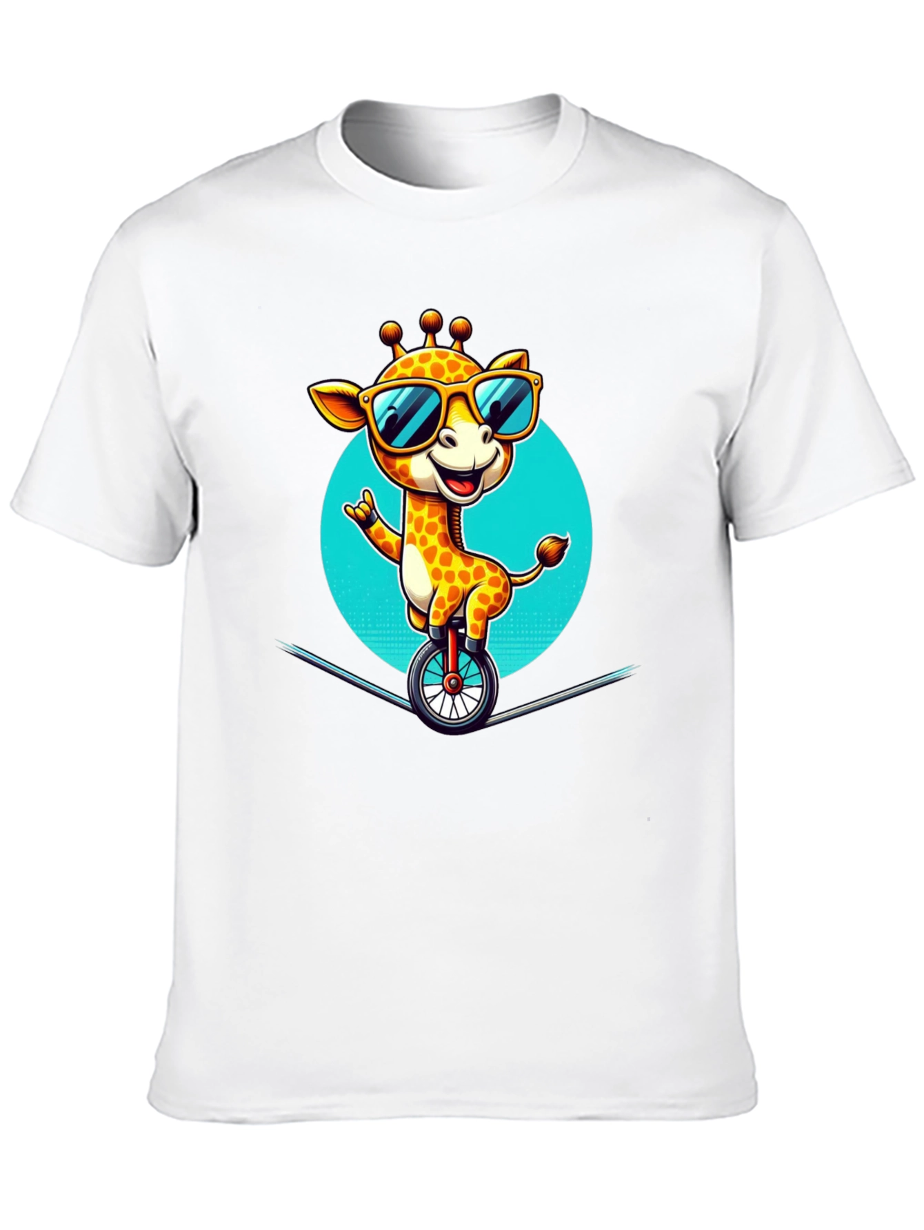Black Cool Giraffe Unicycle T-Shirt view 10