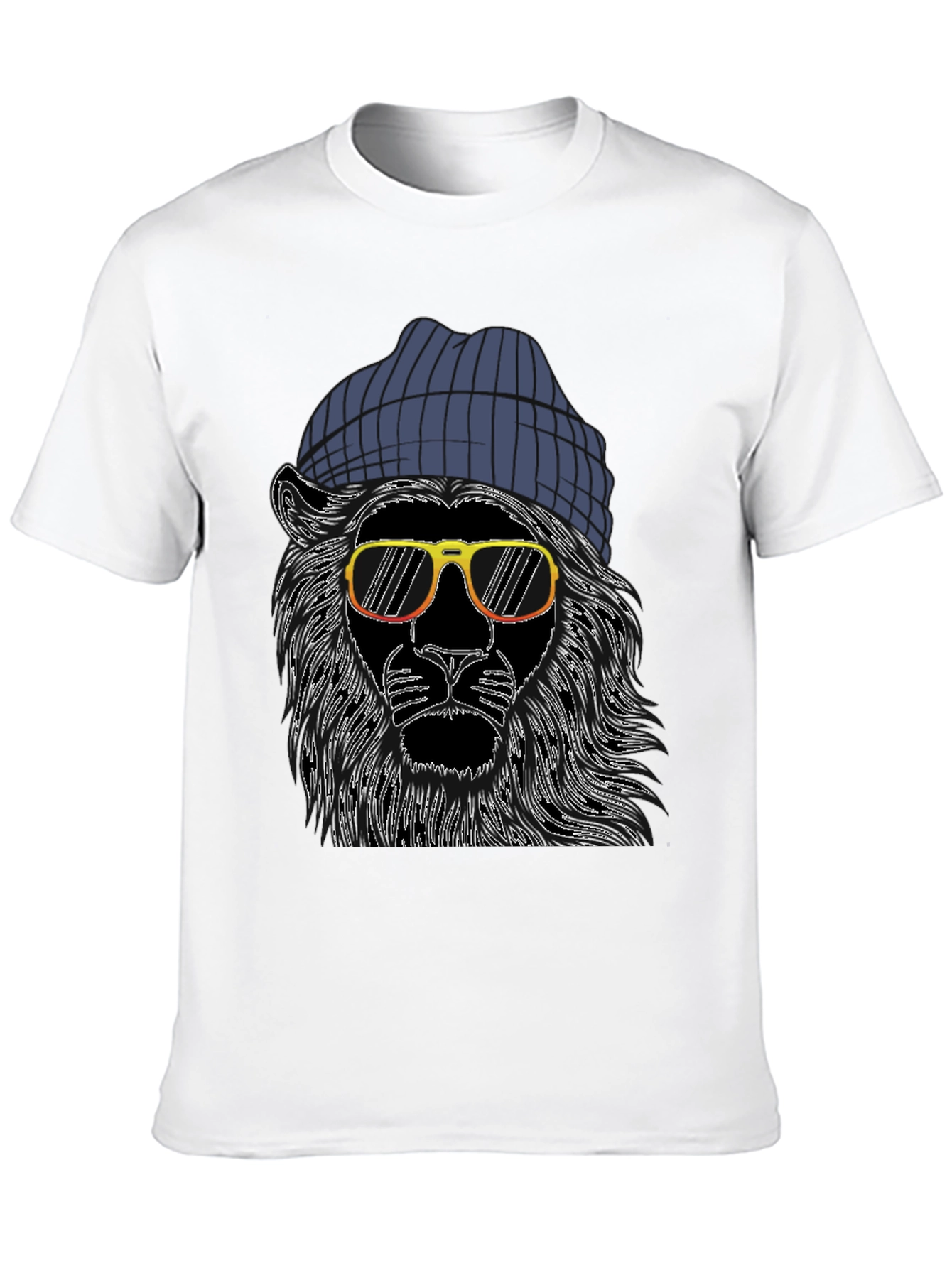 Black Cool Lion Graphic Tee - Men's Black T-Shirt view 10