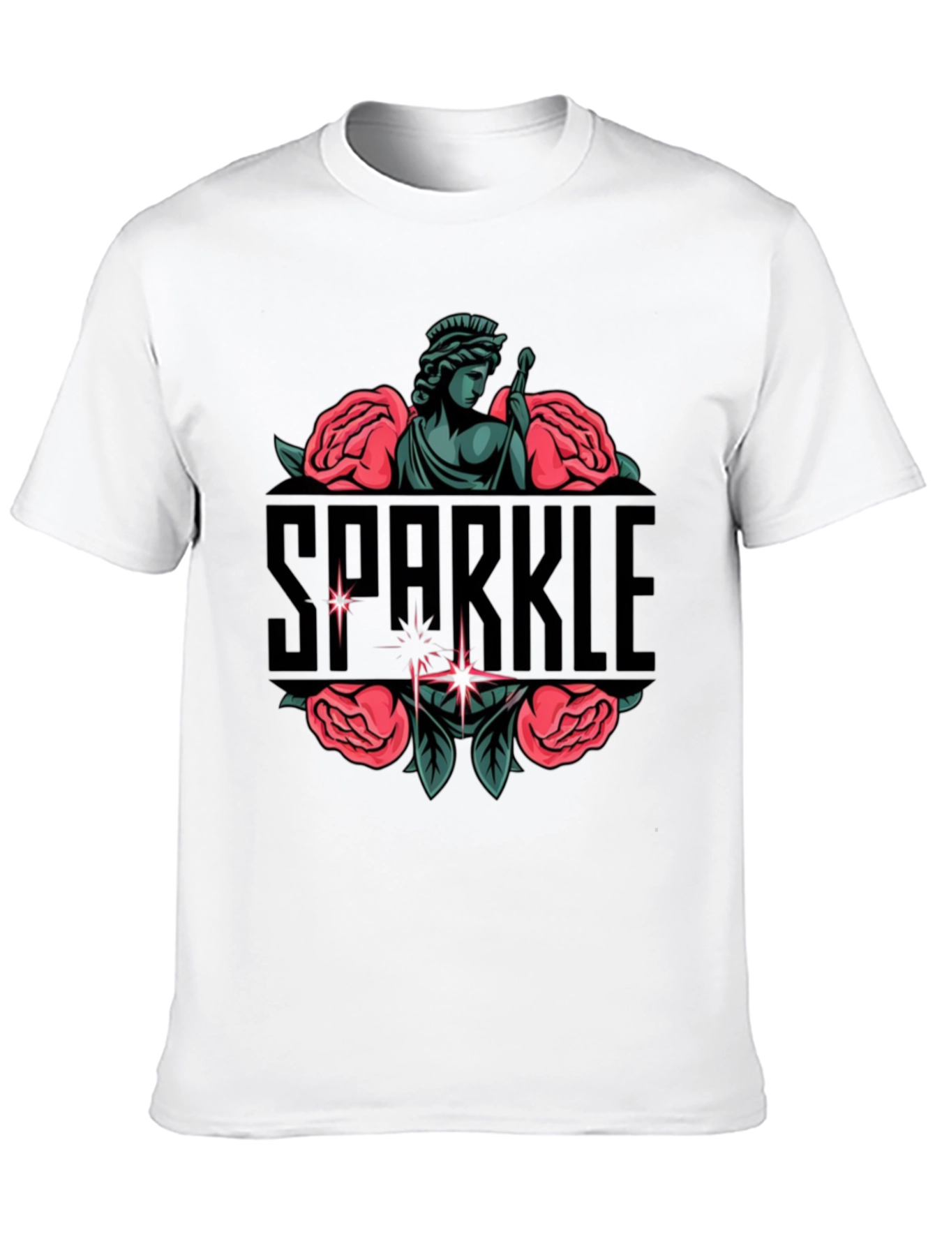Black Sparkle Statue Graphic Black Tee view 10