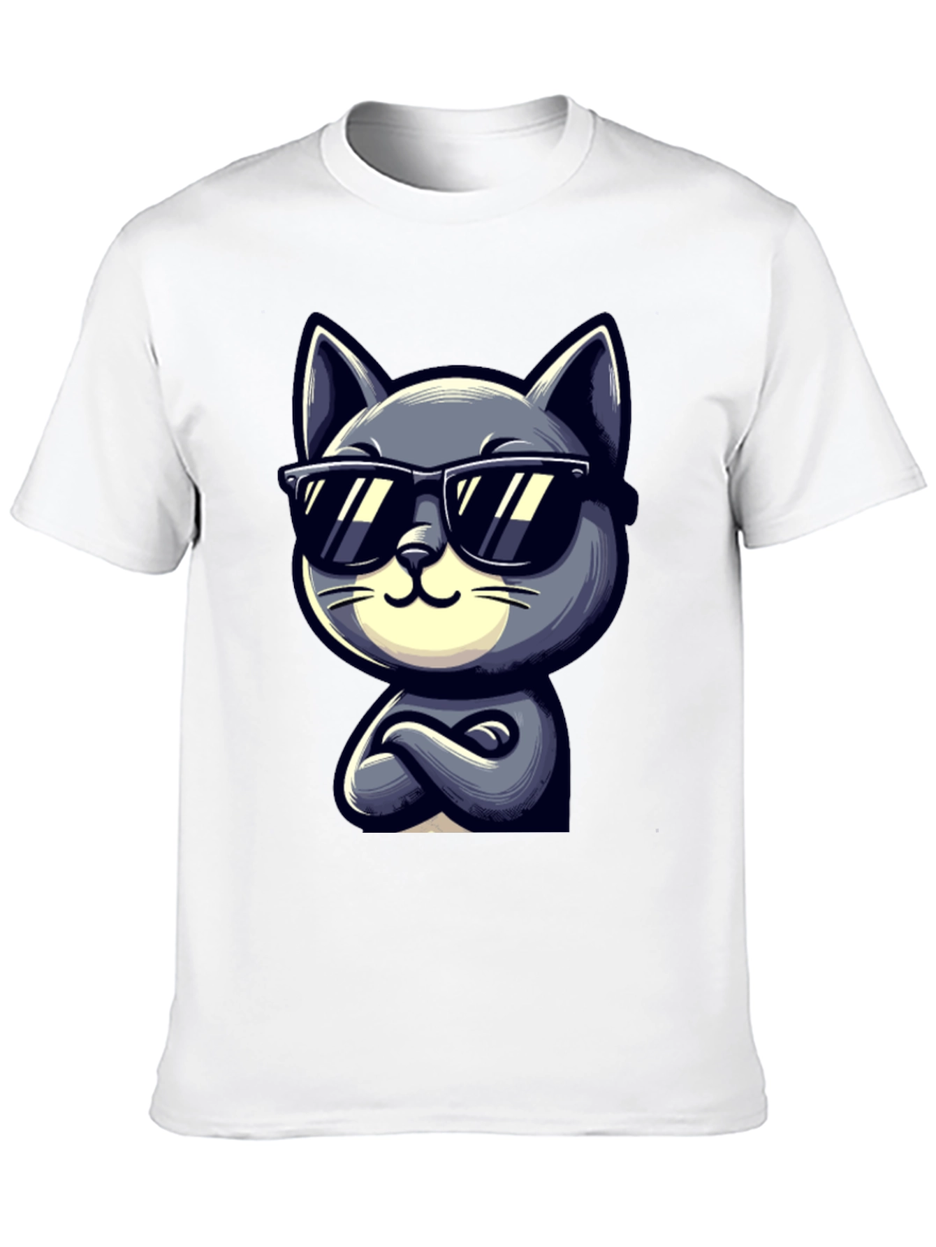 Black Cool Cat Cartoon Graphic T-Shirt view 10