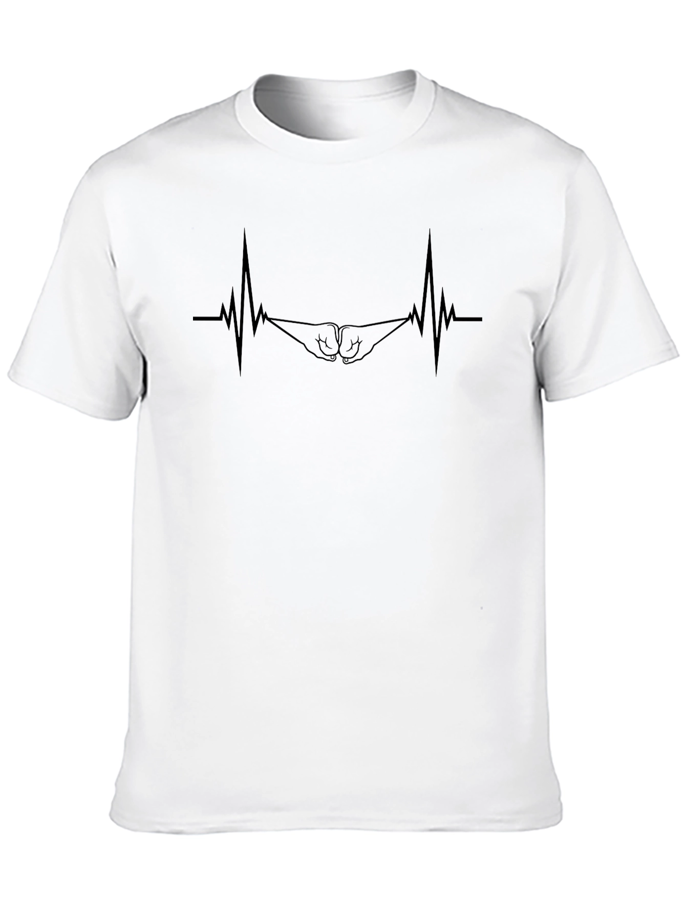 Black Fist Bump Heartbeat Graphic Tee - Black view 10