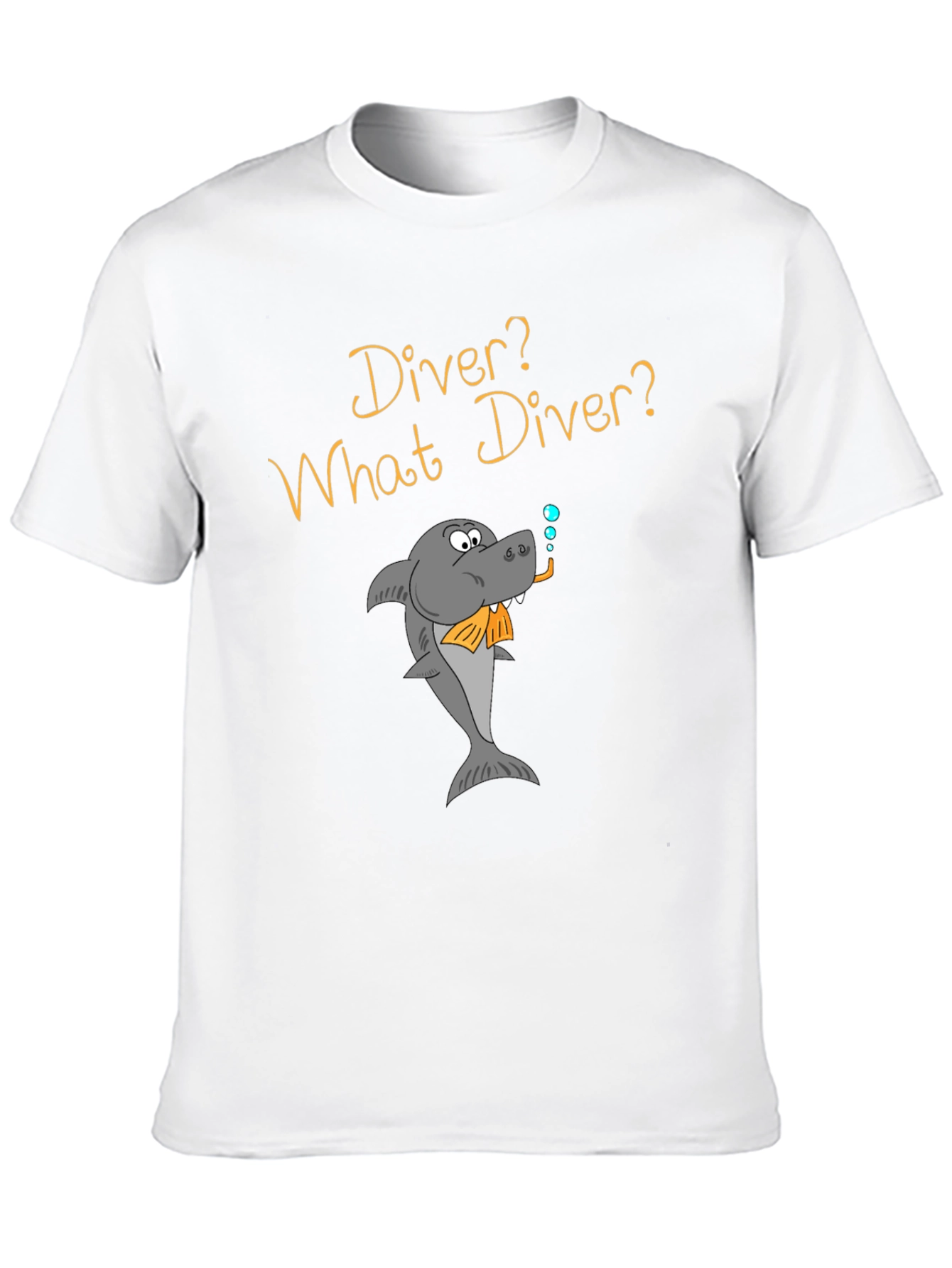 Black Humorous Diver Shark T-Shirt view 10