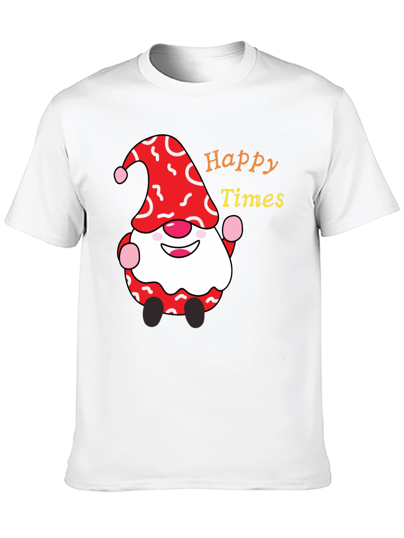 Black Happy Times Gnome T-Shirt - Festive Holiday Apparel view 10