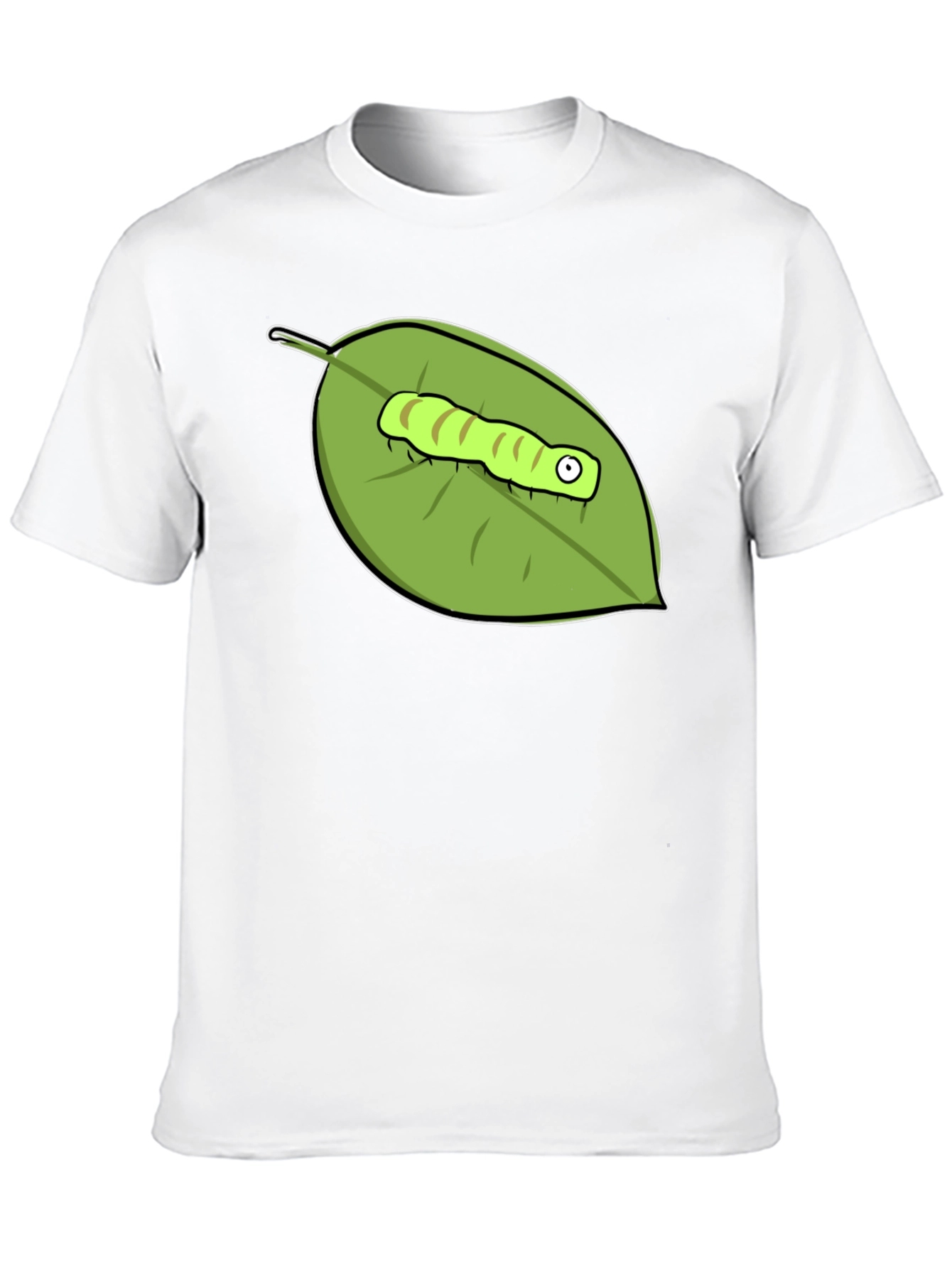 Black Caterpillar on Leaf Graphic Tee - Black view 10