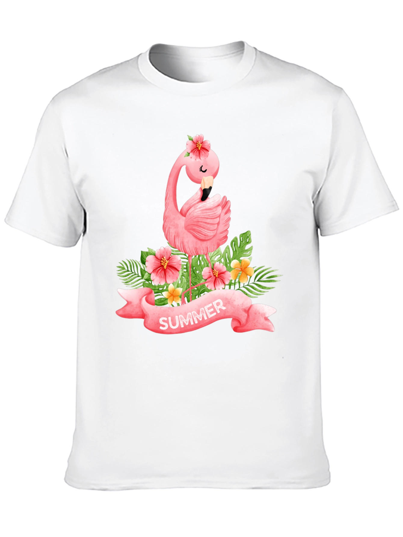 Black Summer Flamingo Black T-Shirt view 10