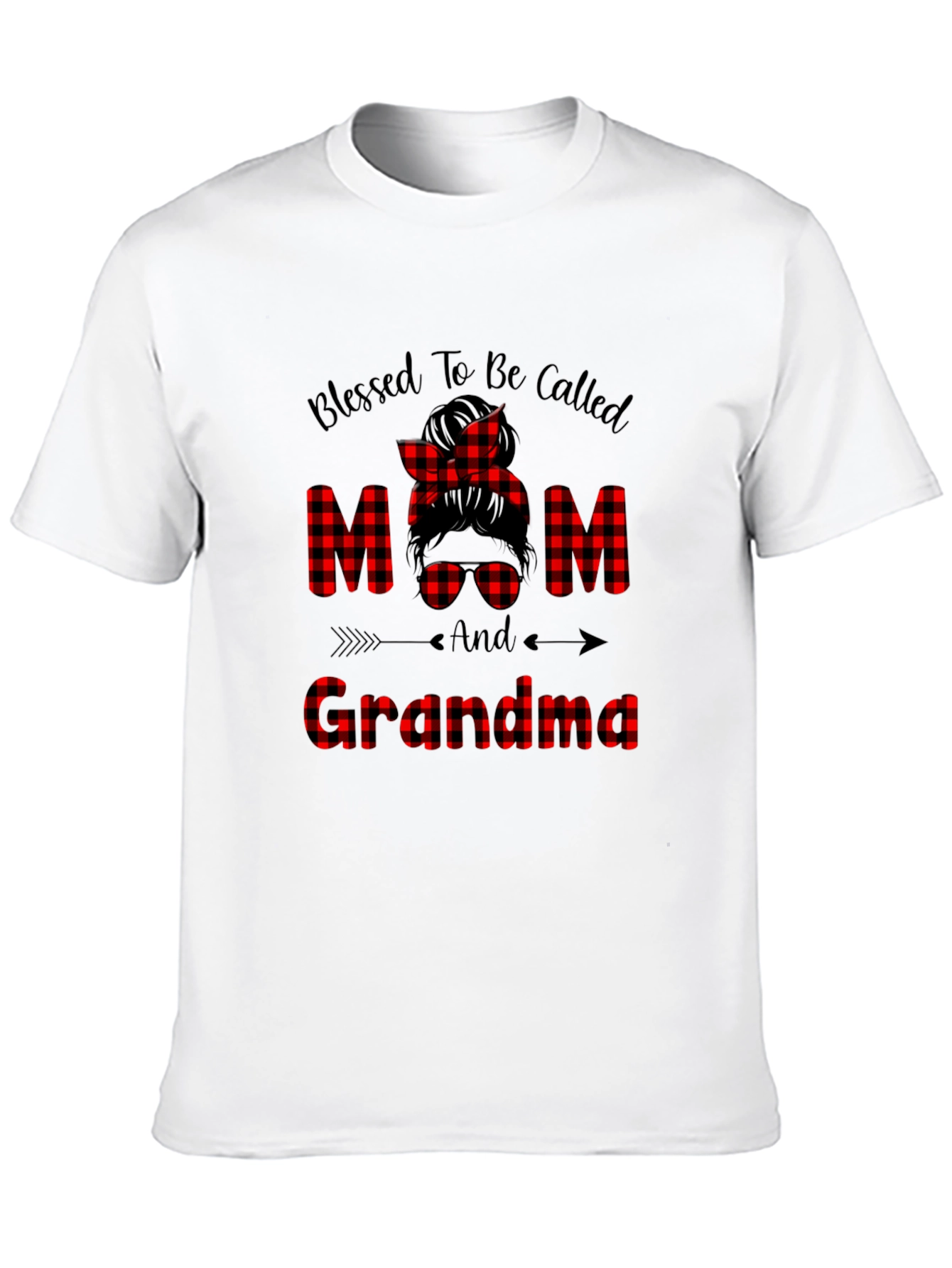 Black Blessed Mom & Grandma Plaid Graphic Tee view 10