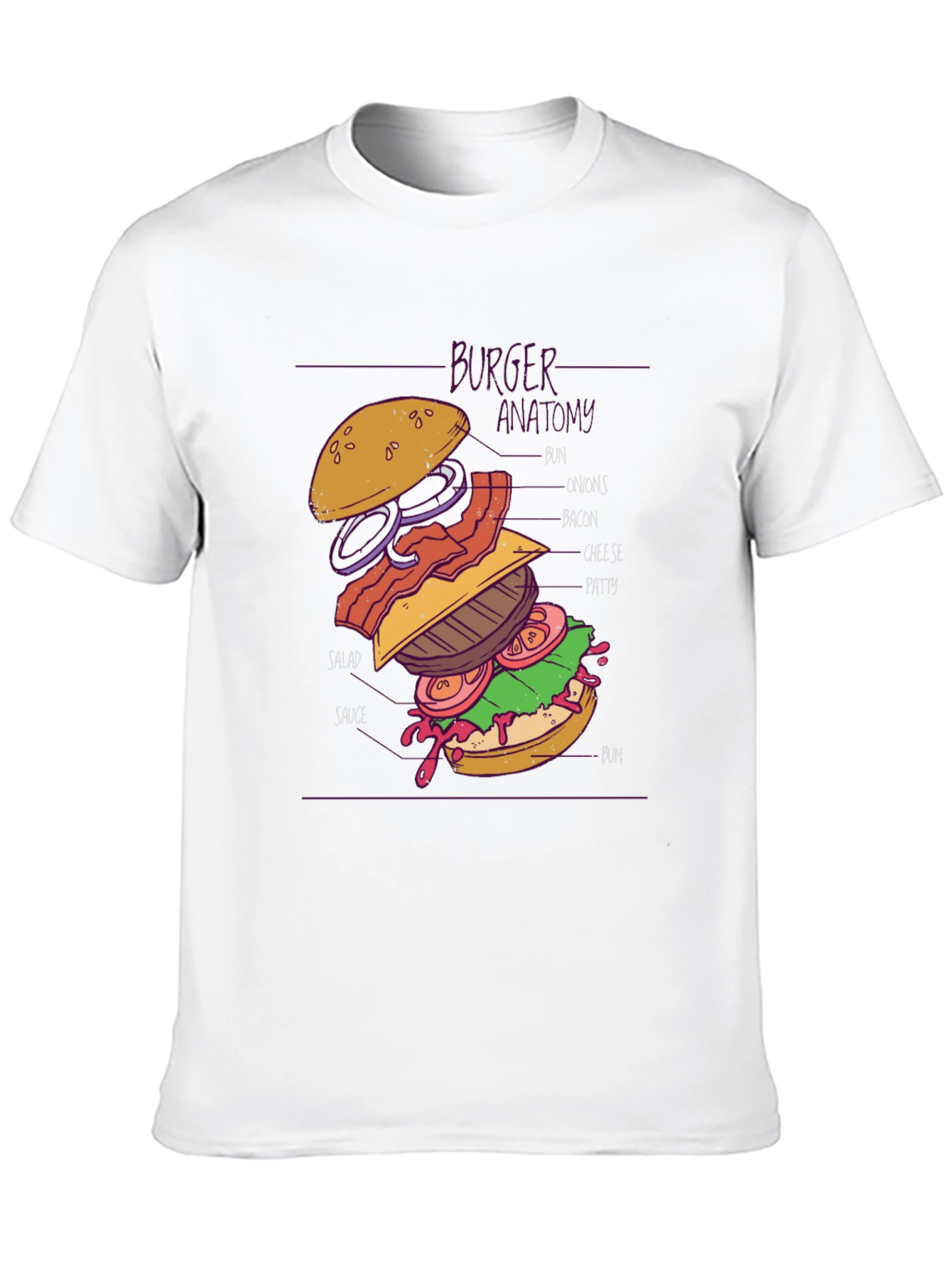 Black Burger Anatomy Graphic Tee - Black Cotton Blend view 10
