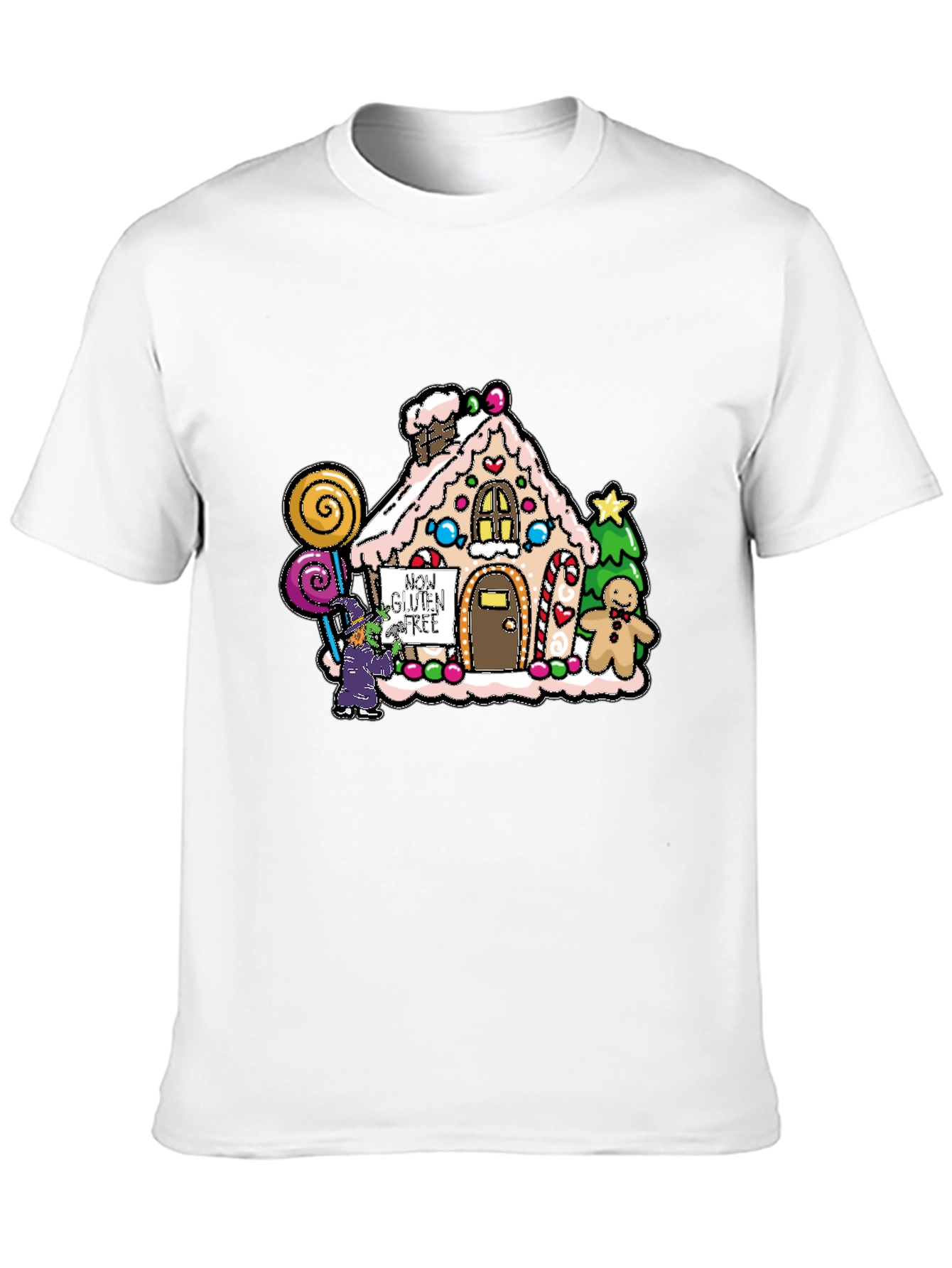 Black Gluten-Free Gingerbread House Graphic Tee view 10