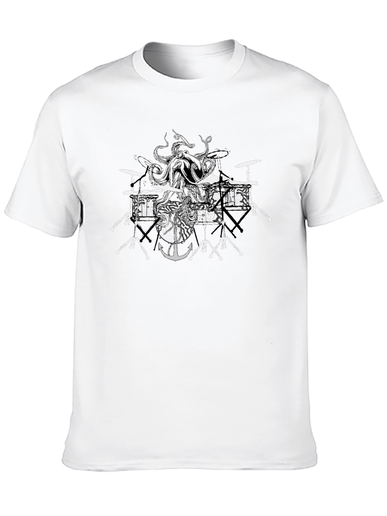 Black Octopus Drum Kit T-Shirt view 10