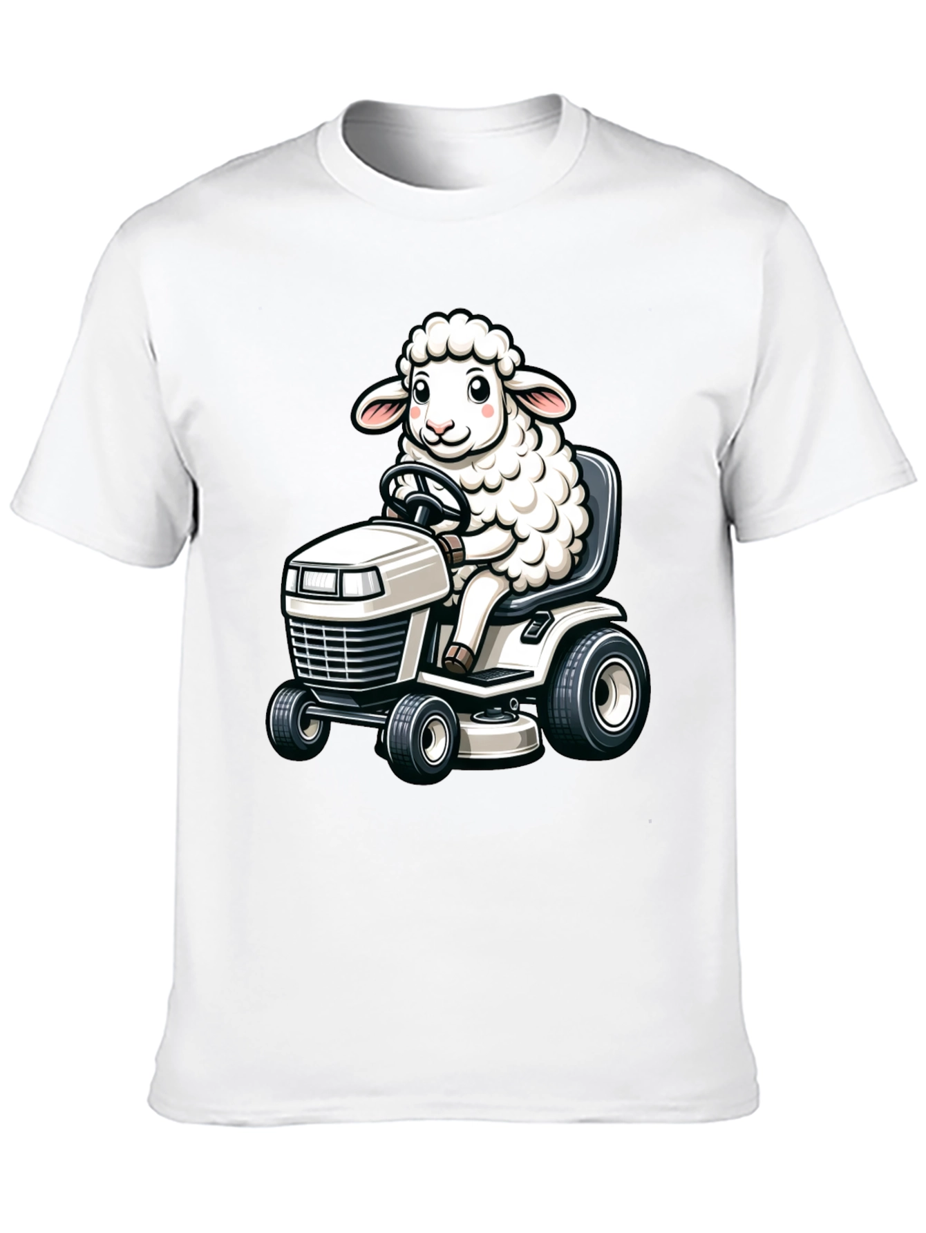 Black Sheep on Lawn Mower T-Shirt - Black view 10