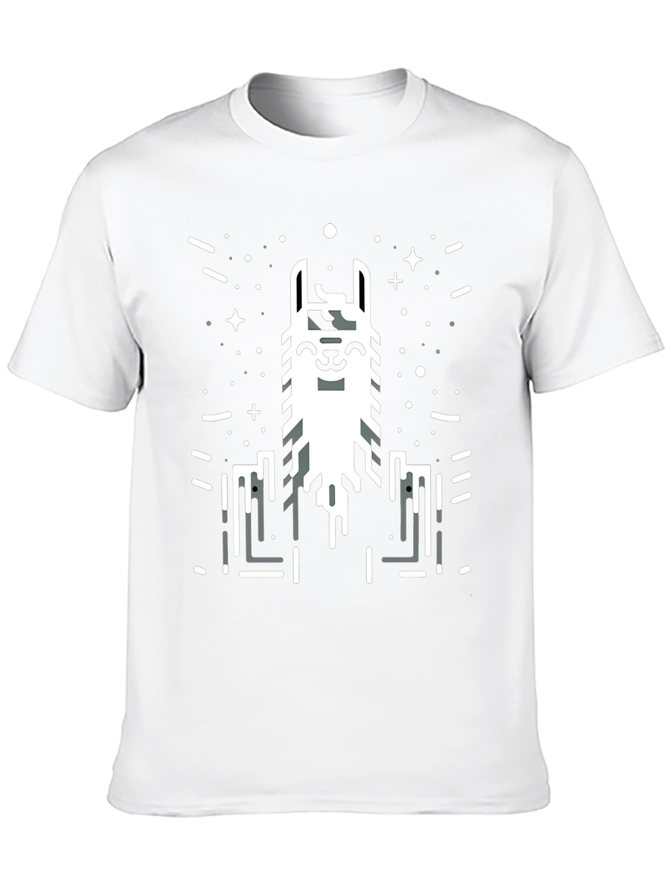 Black Geometric Llama Graphic Tee - Black view 10