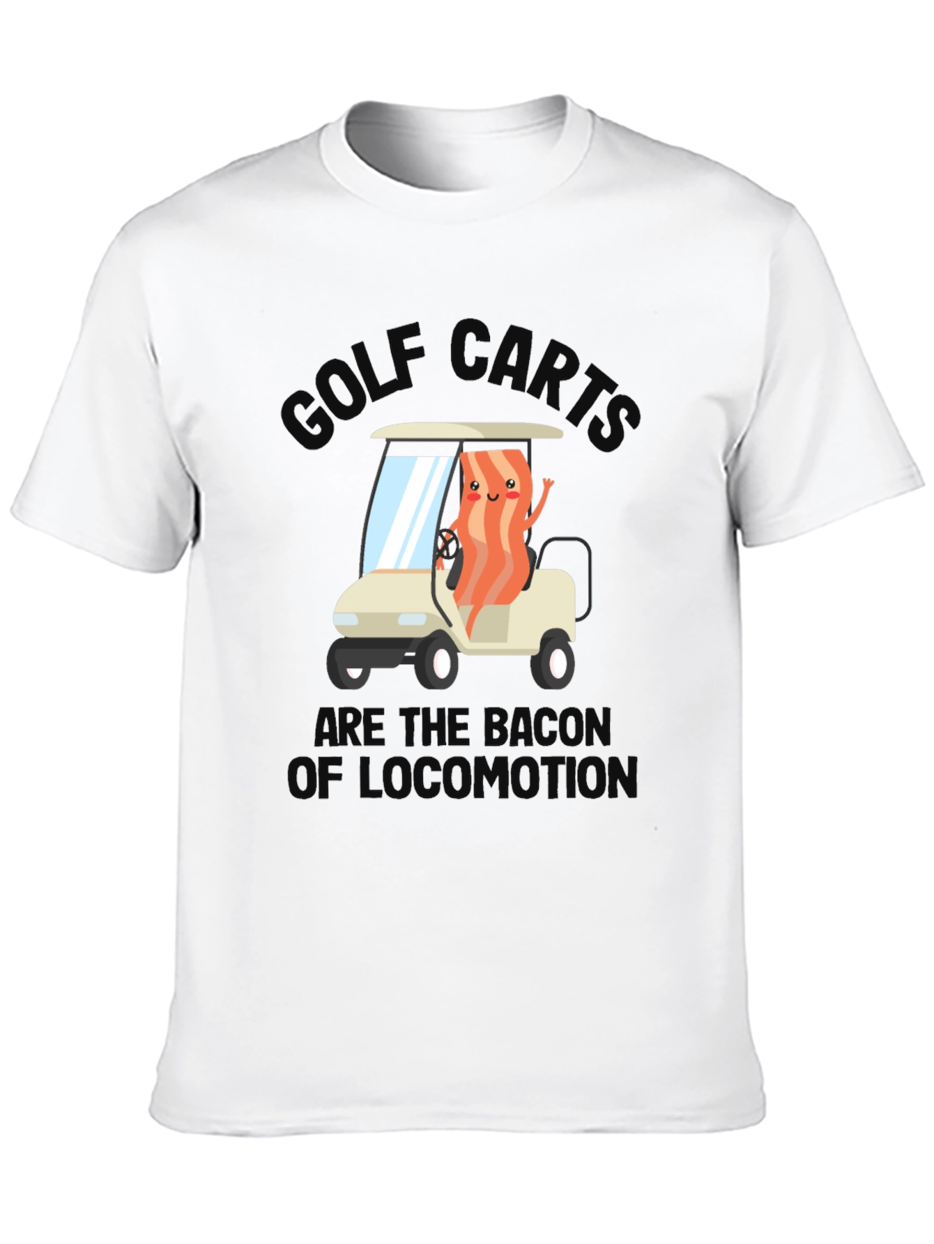 Black Golf Cart Bacon Funny Humor T-Shirt view 10