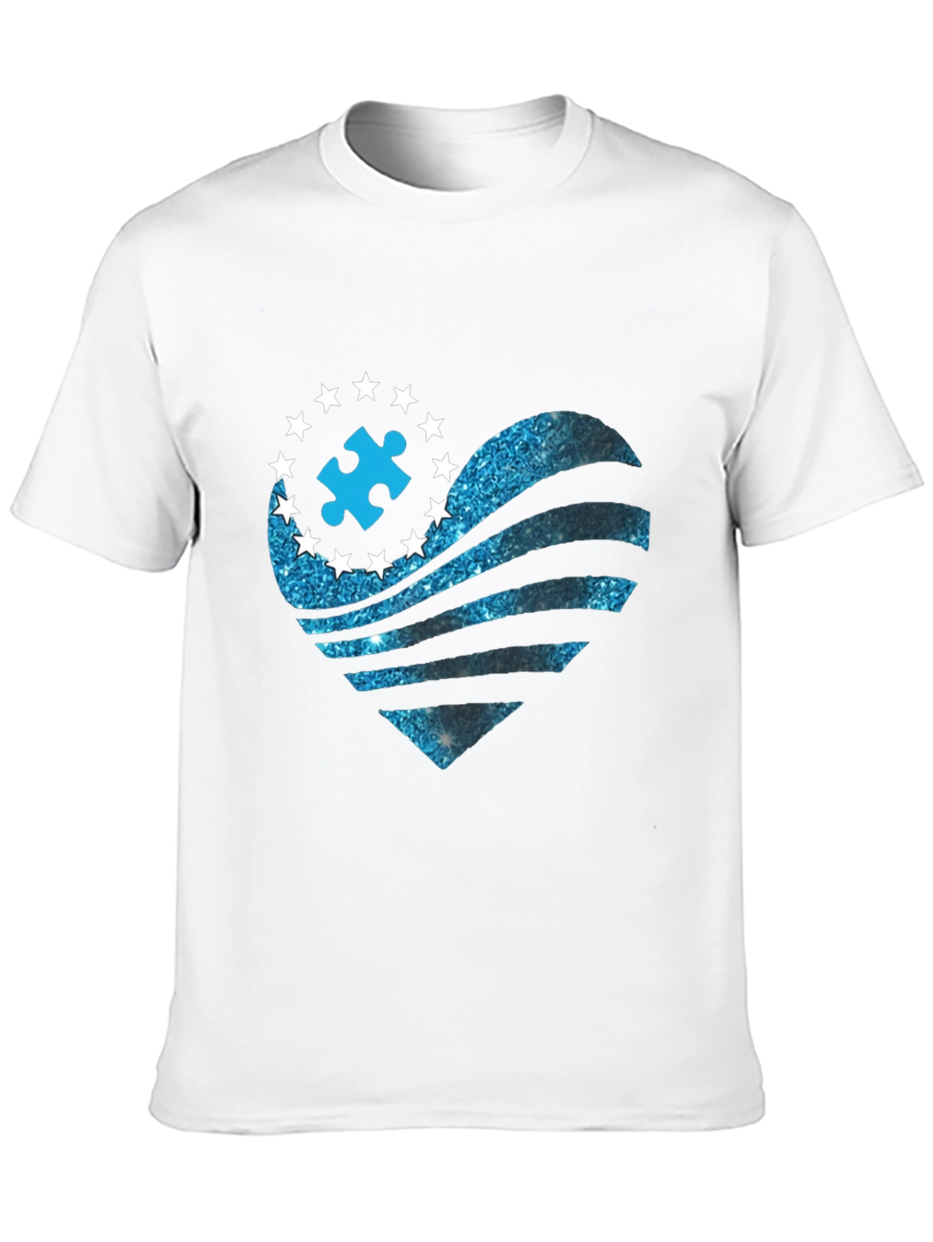 Black Autism Awareness Heart T-Shirt view 10