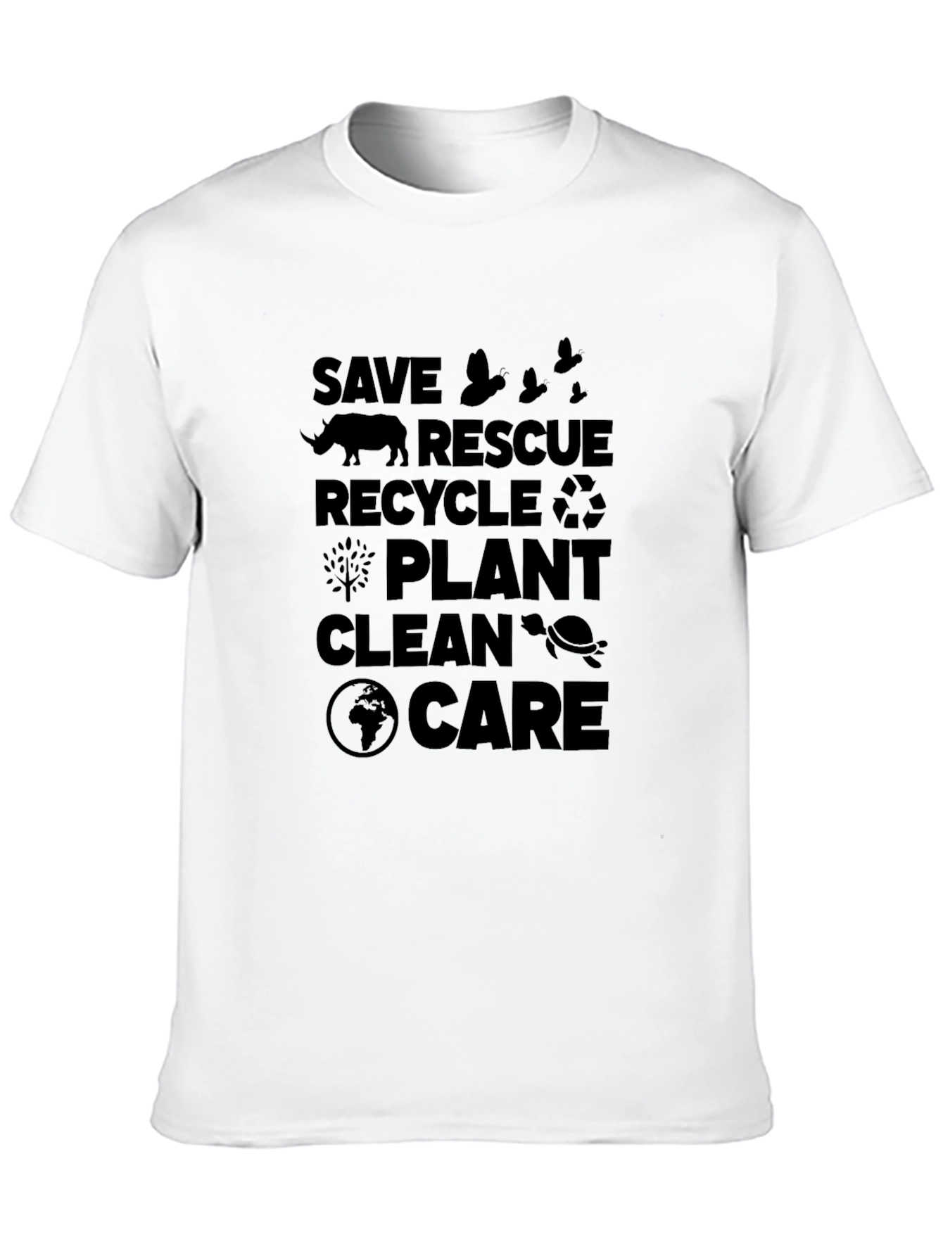 Black Eco-Friendly Save Rescue Recycle T-Shirt view 10