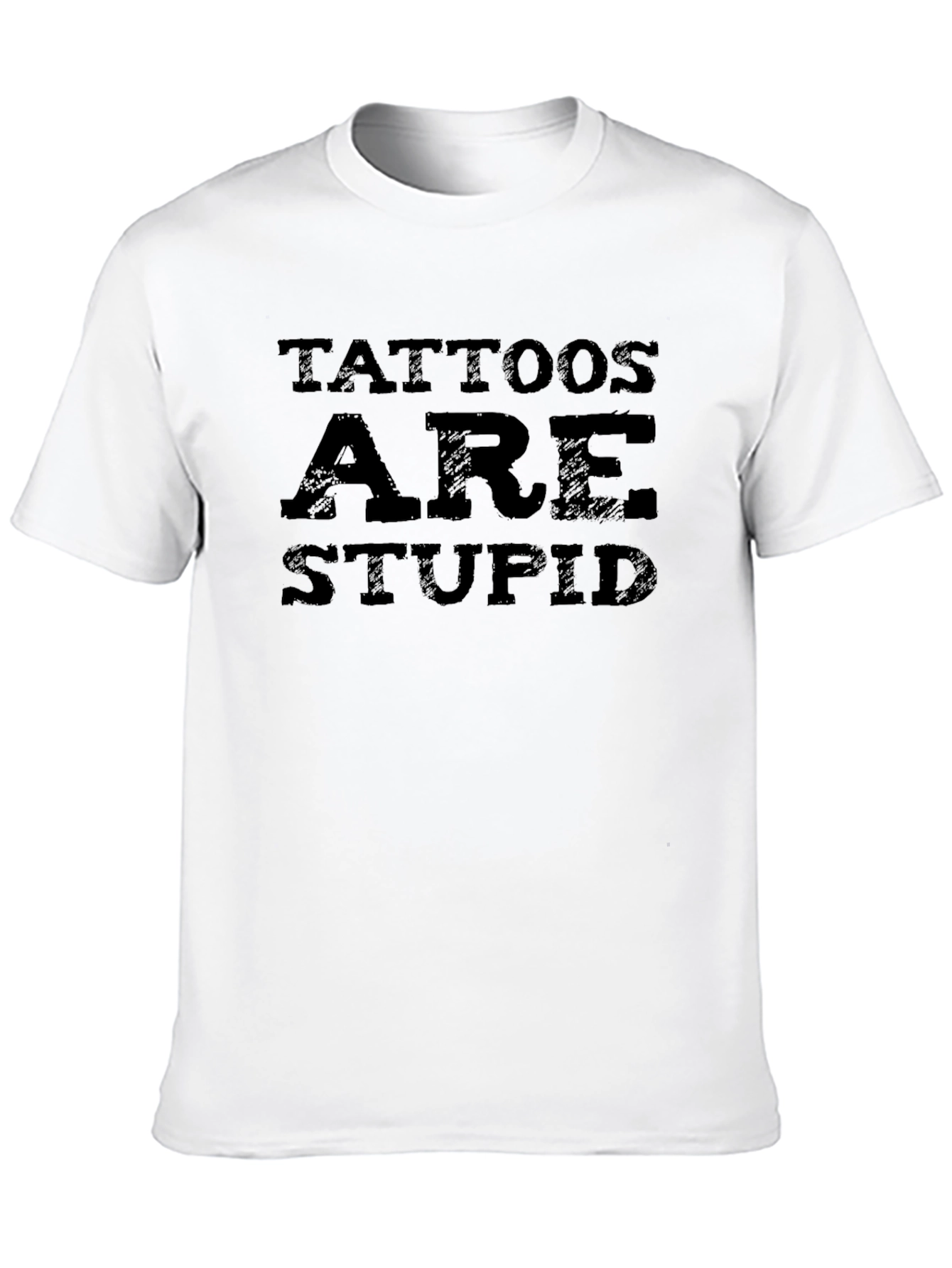 Black Tattoos Are Stupid Graphic Tee -  Soft Black Cotton T-Shirt view 10