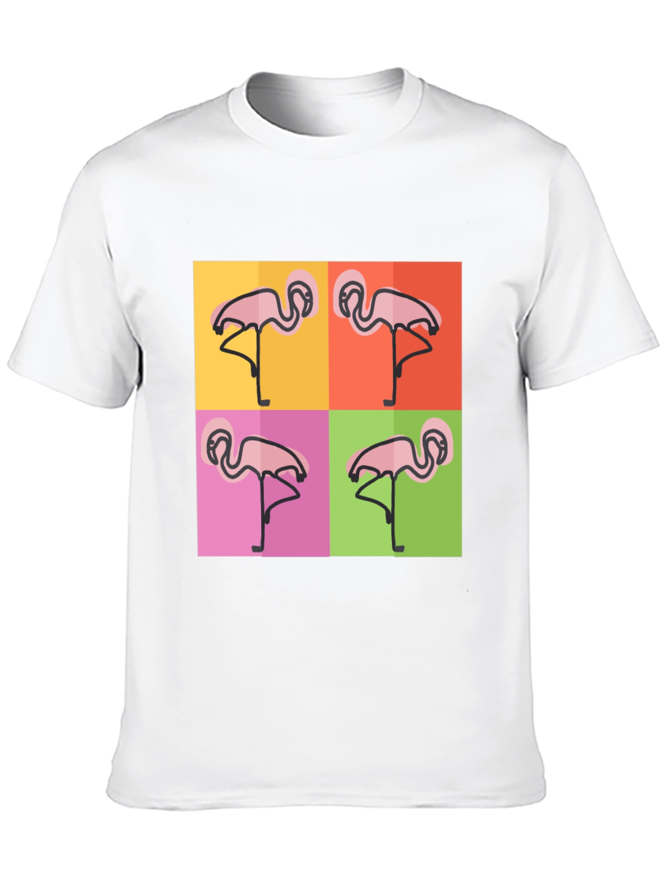 Black Funky Flamingo Pop Art Black T-Shirt view 10