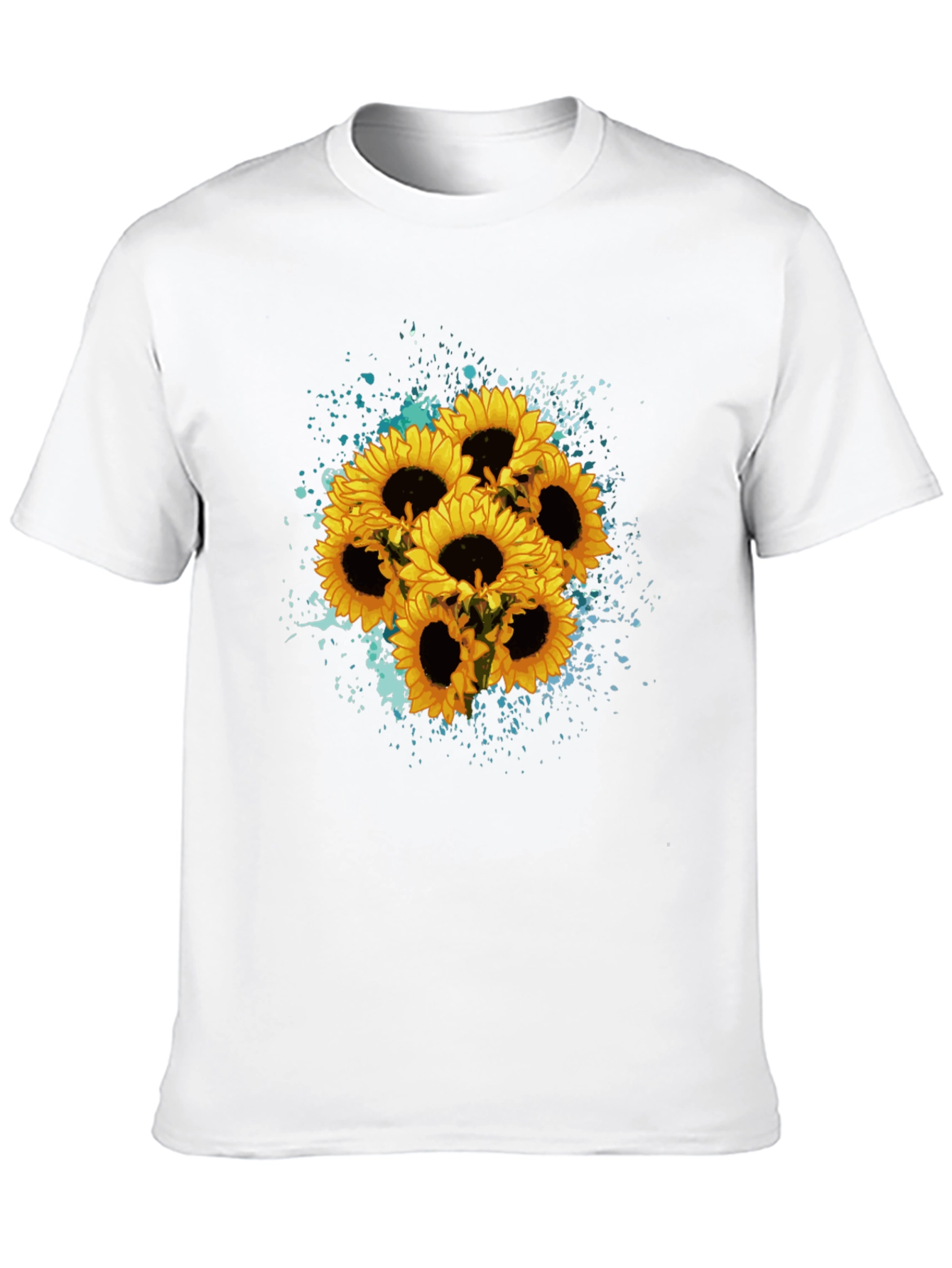 Black Sunflower Splash Black T-Shirt - Floral Graphic Tee view 10