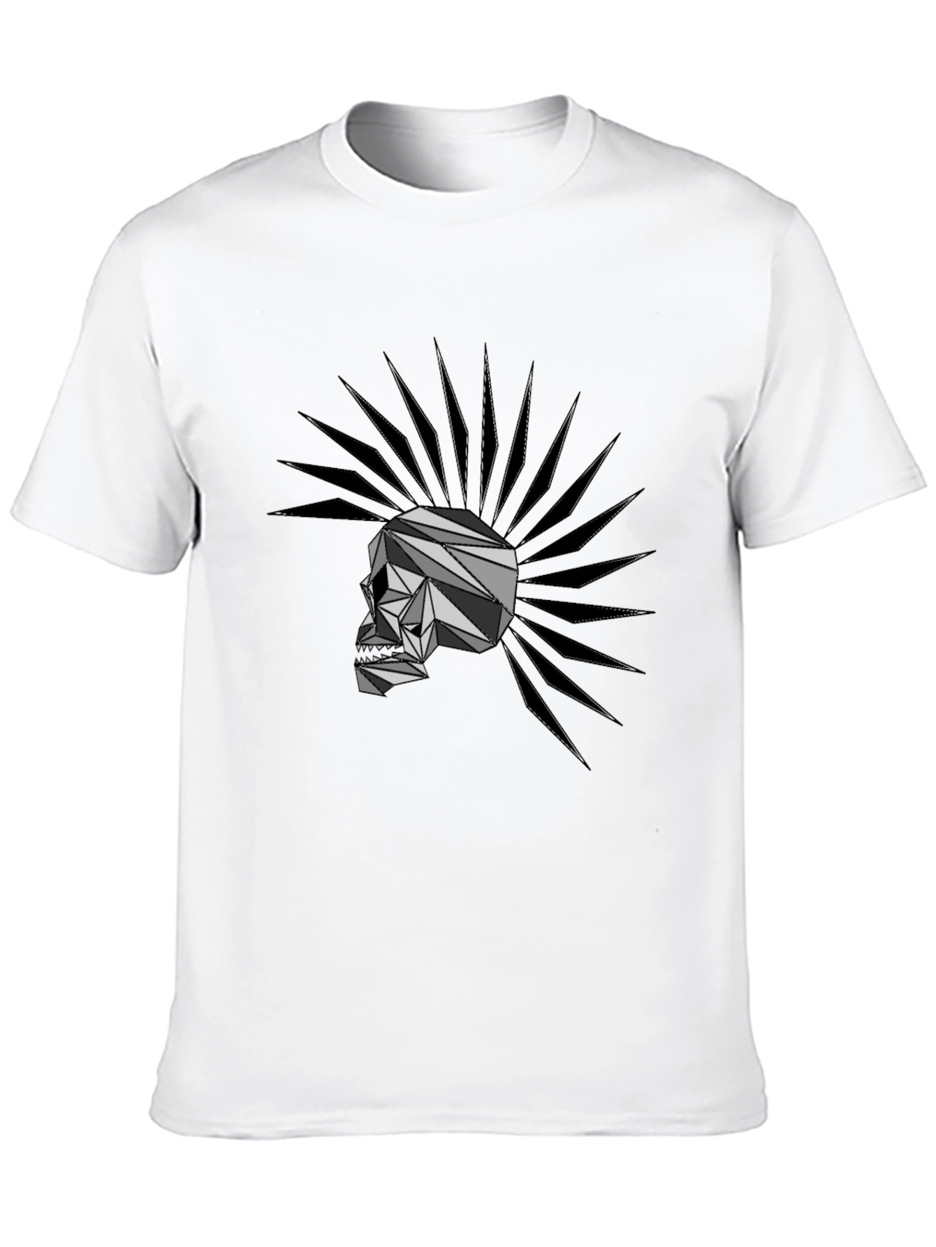 Black Geometric Punk Skull T-Shirt view 10
