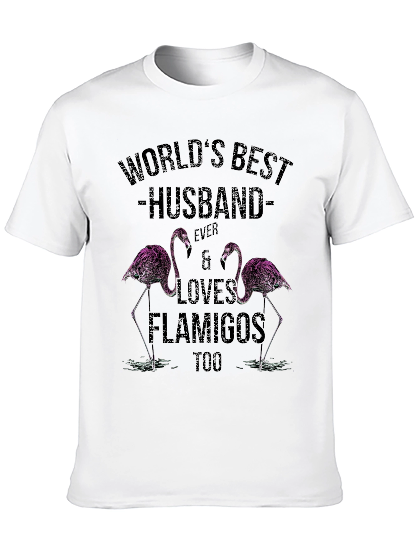 Black World's Best Husband Flamingo Graphic T-Shirt view 10