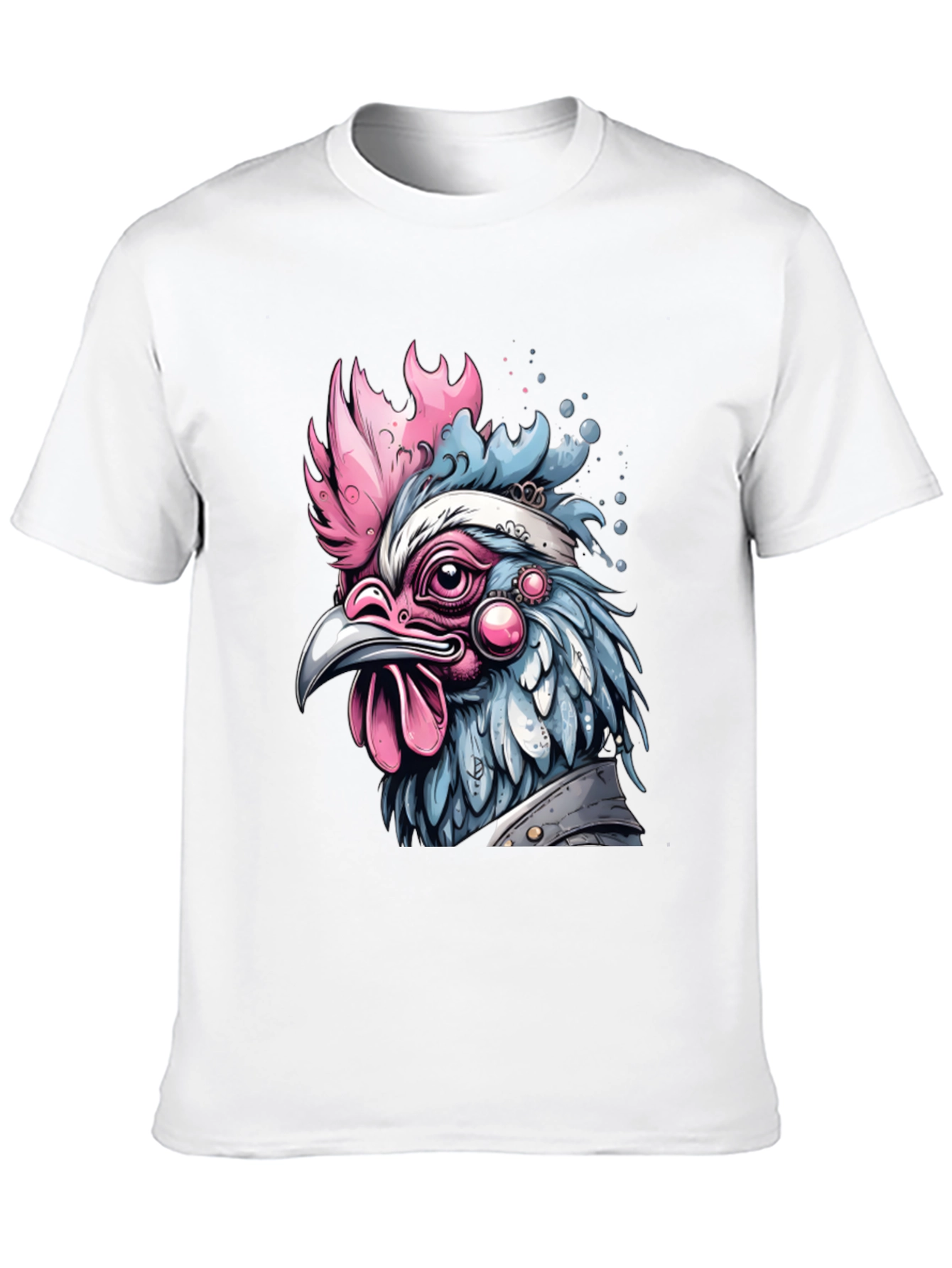 Black Artistic Chicken Graphic T-Shirt view 10