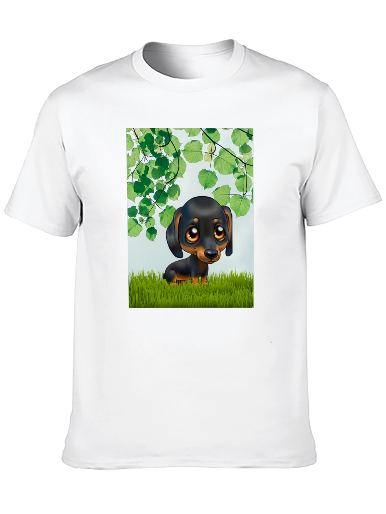 Black Cartoon Dachshund T-Shirt - Cute Dog Graphic Tee view 10