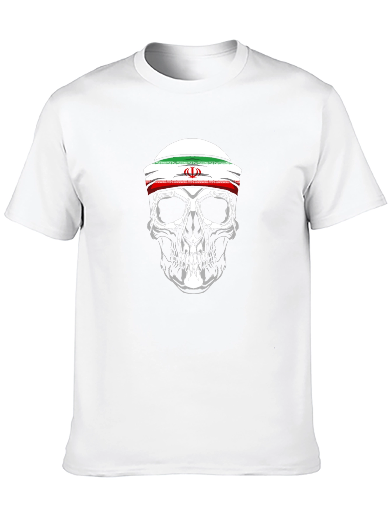 Black Skull with Iran Flag Headband Black T-Shirt view 10