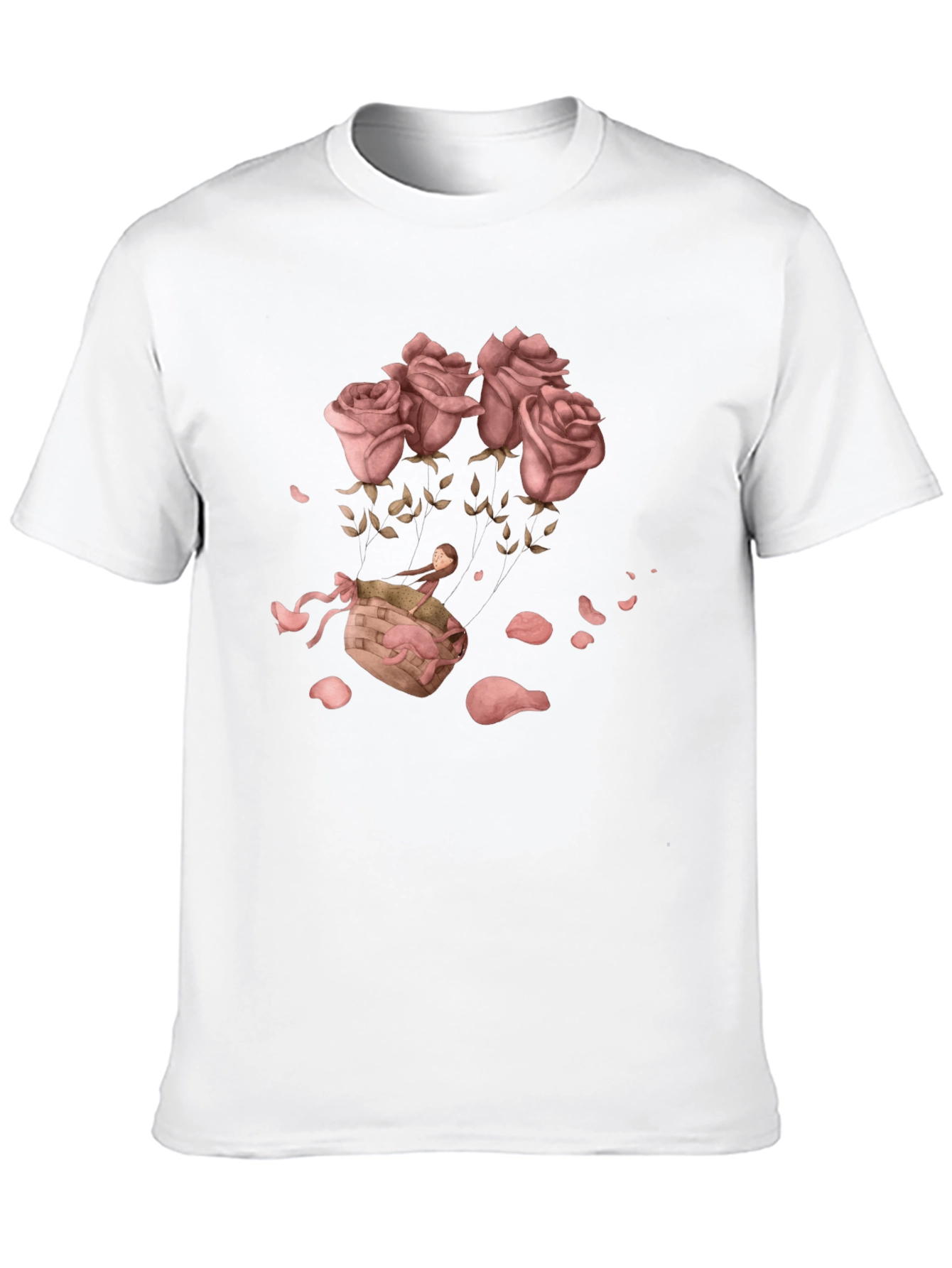 Black Floral Graphic T-Shirt - Rose Basket Design view 10