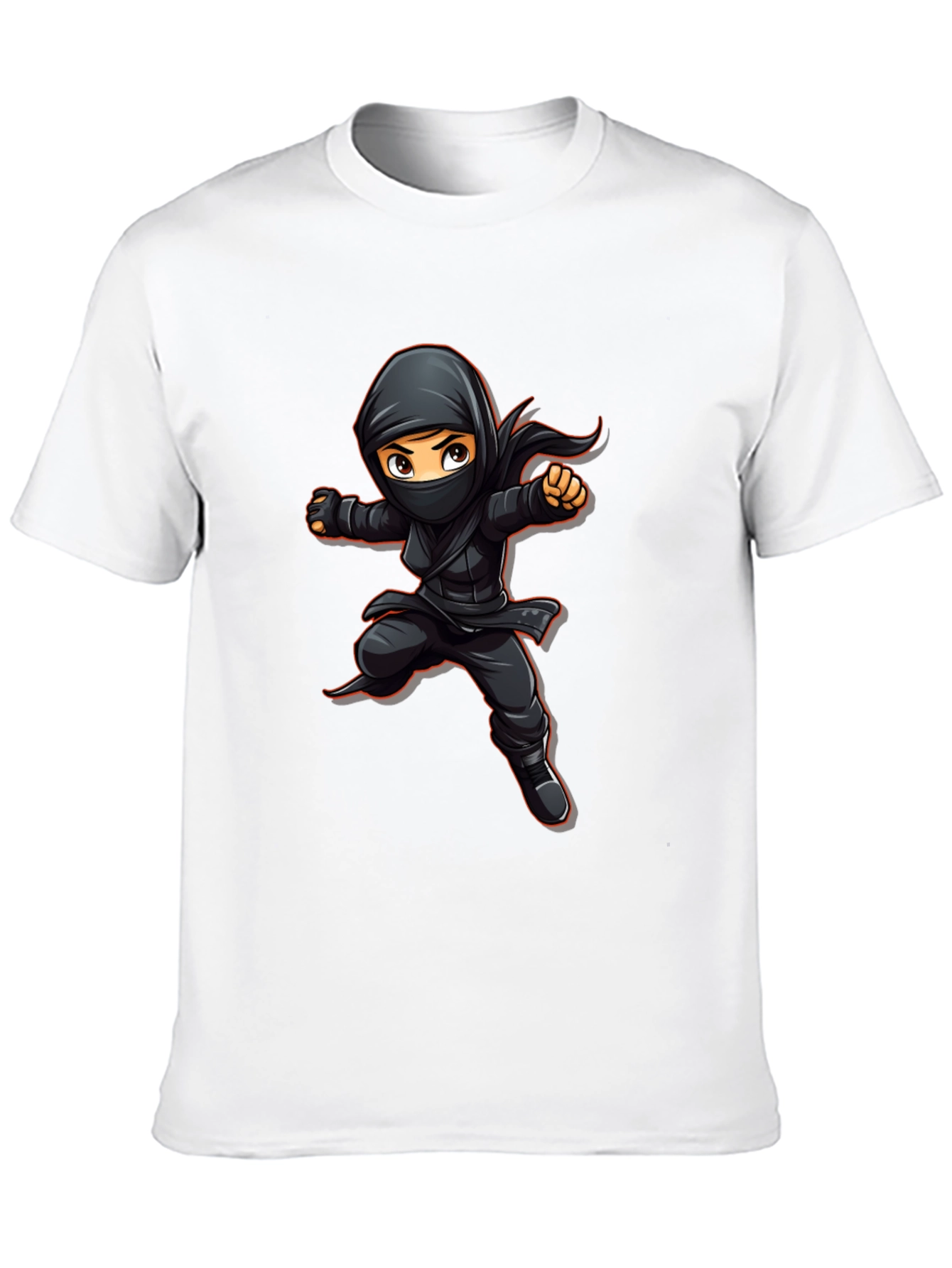 Black Ninja Cartoon Graphic Black T-Shirt view 10