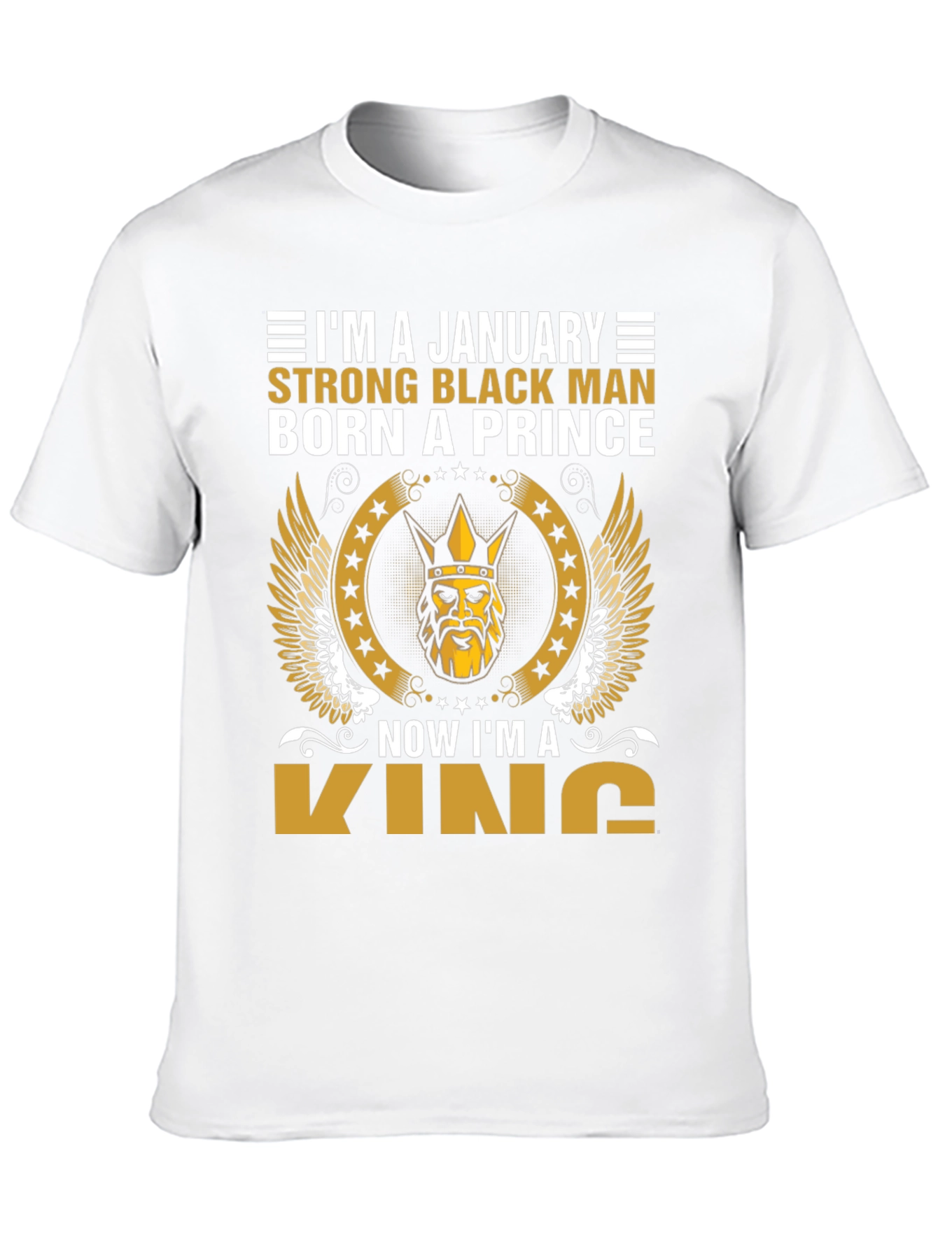 January Born Black Prince Now King Graphic Tee - 10