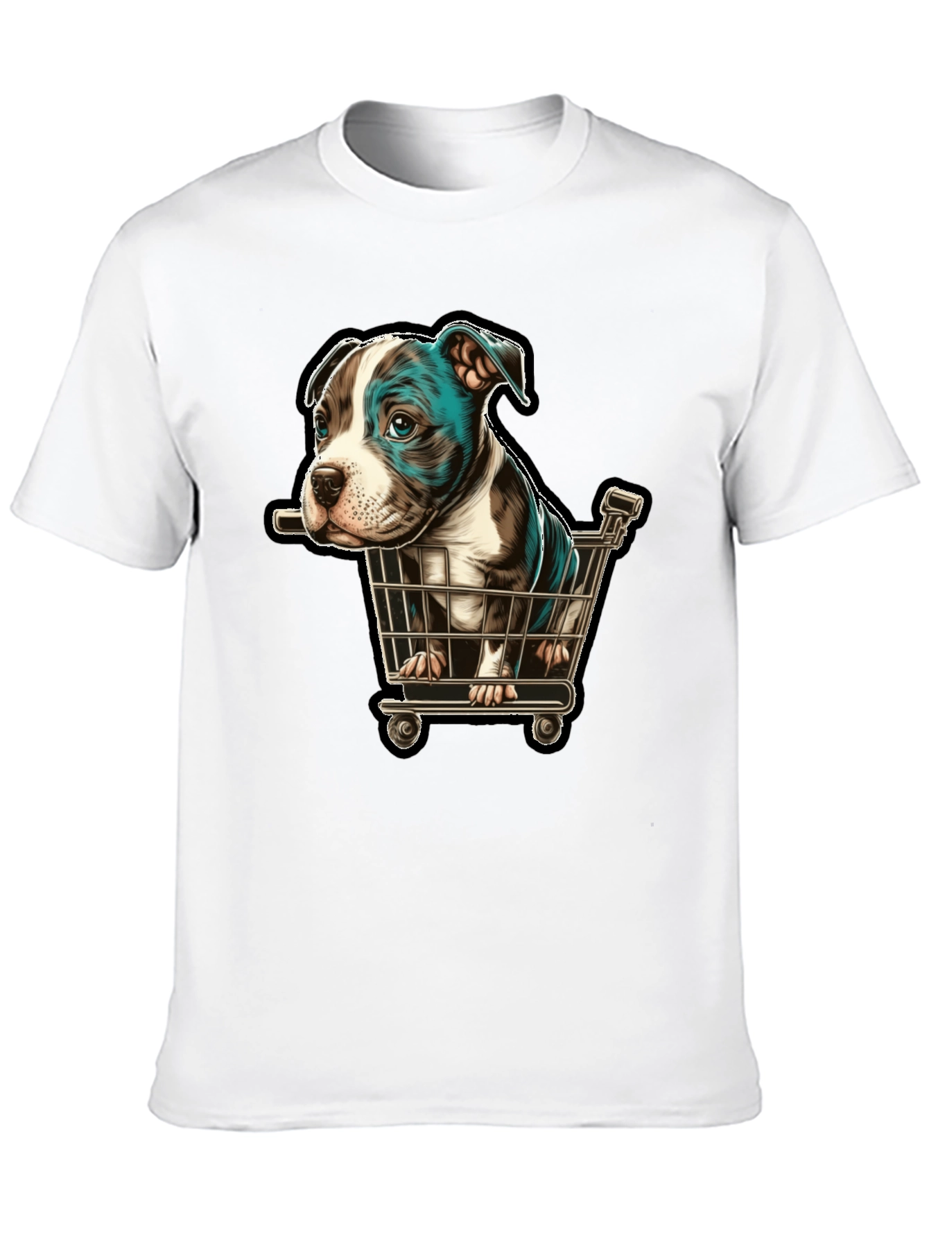 Black Puppy in Cart Graphic T-Shirt view 10