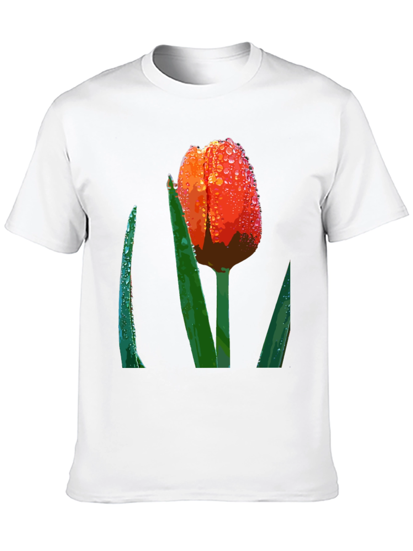 Black Tulip Dewdrop Graphic Tee - Unique Floral Design view 10