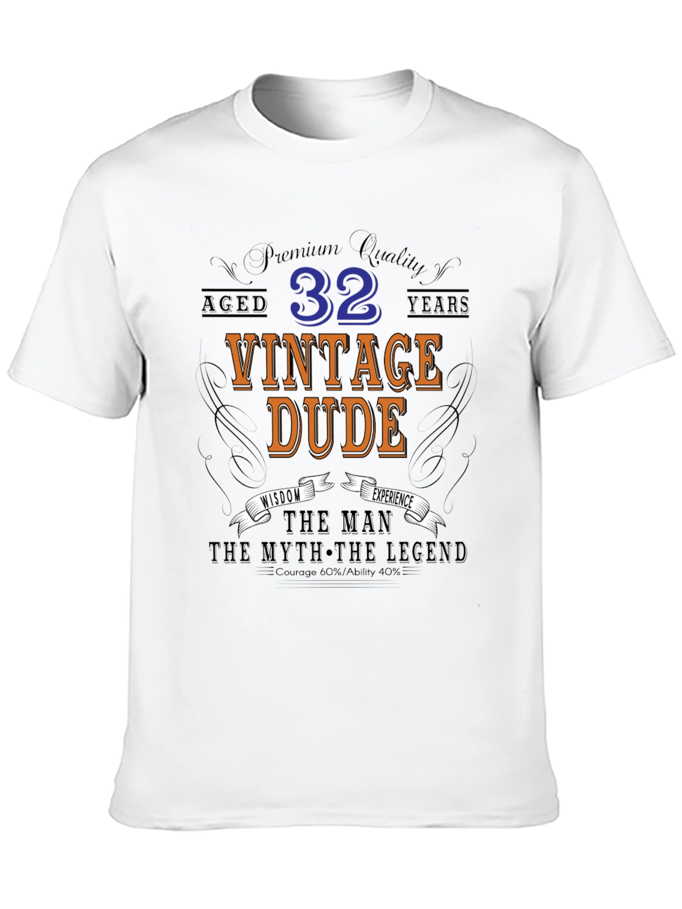 Black Vintage Dude 32 Years Old T-Shirt view 10