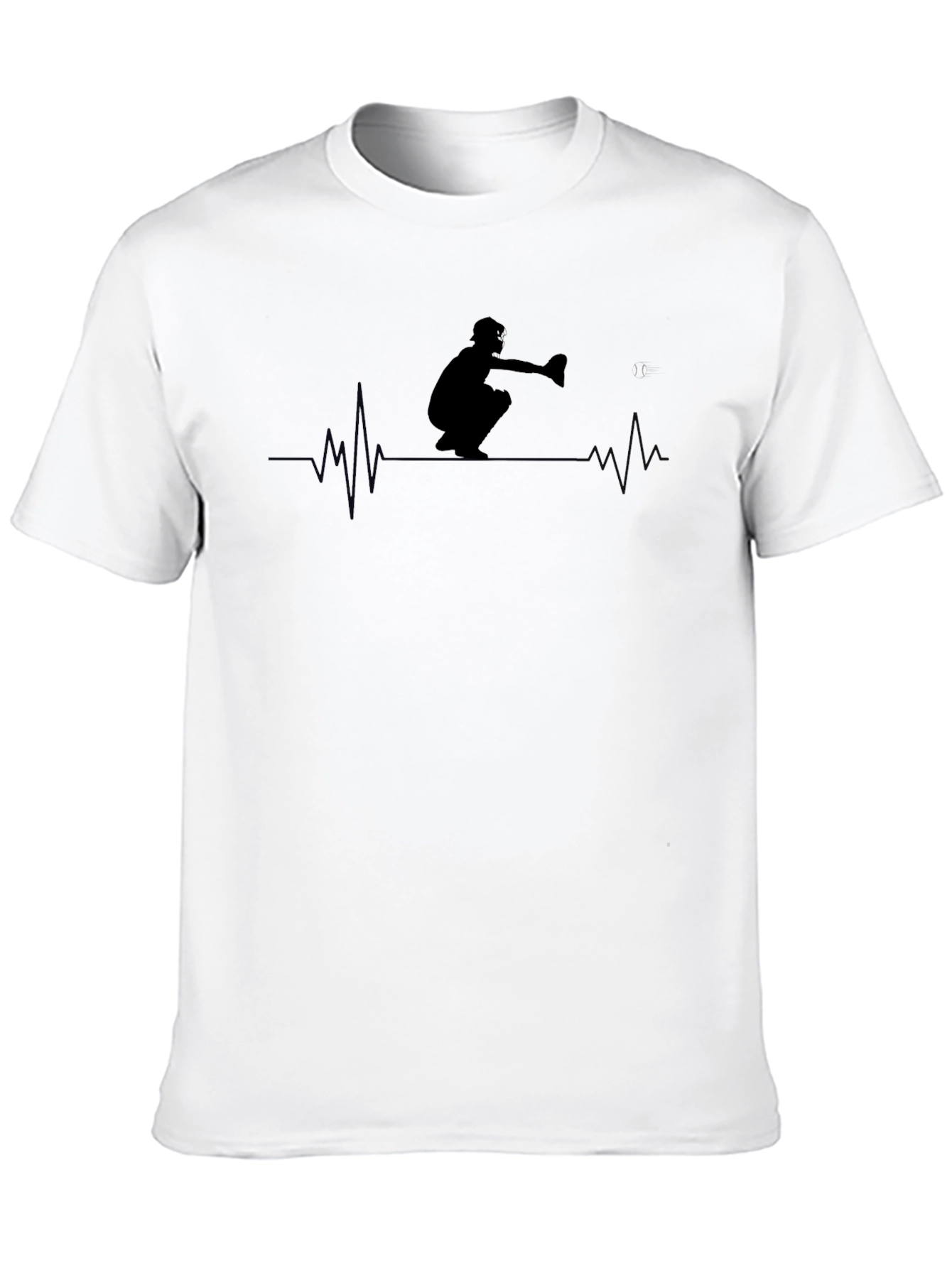 Black Curling Heartbeat T-Shirt - Black Cotton Tee view 10