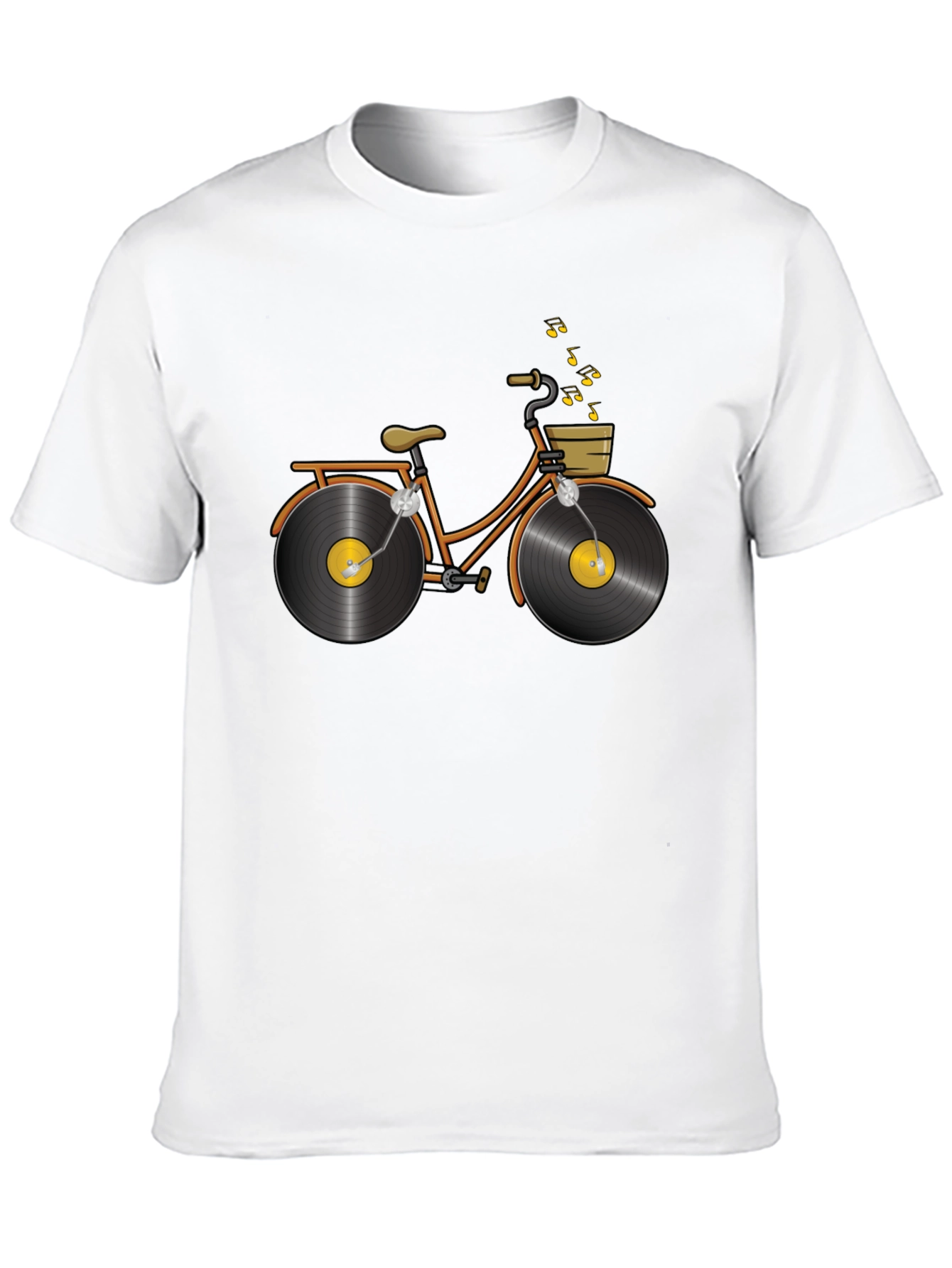 Black Unique Vinyl Record Bicycle Graphic T-Shirt view 10