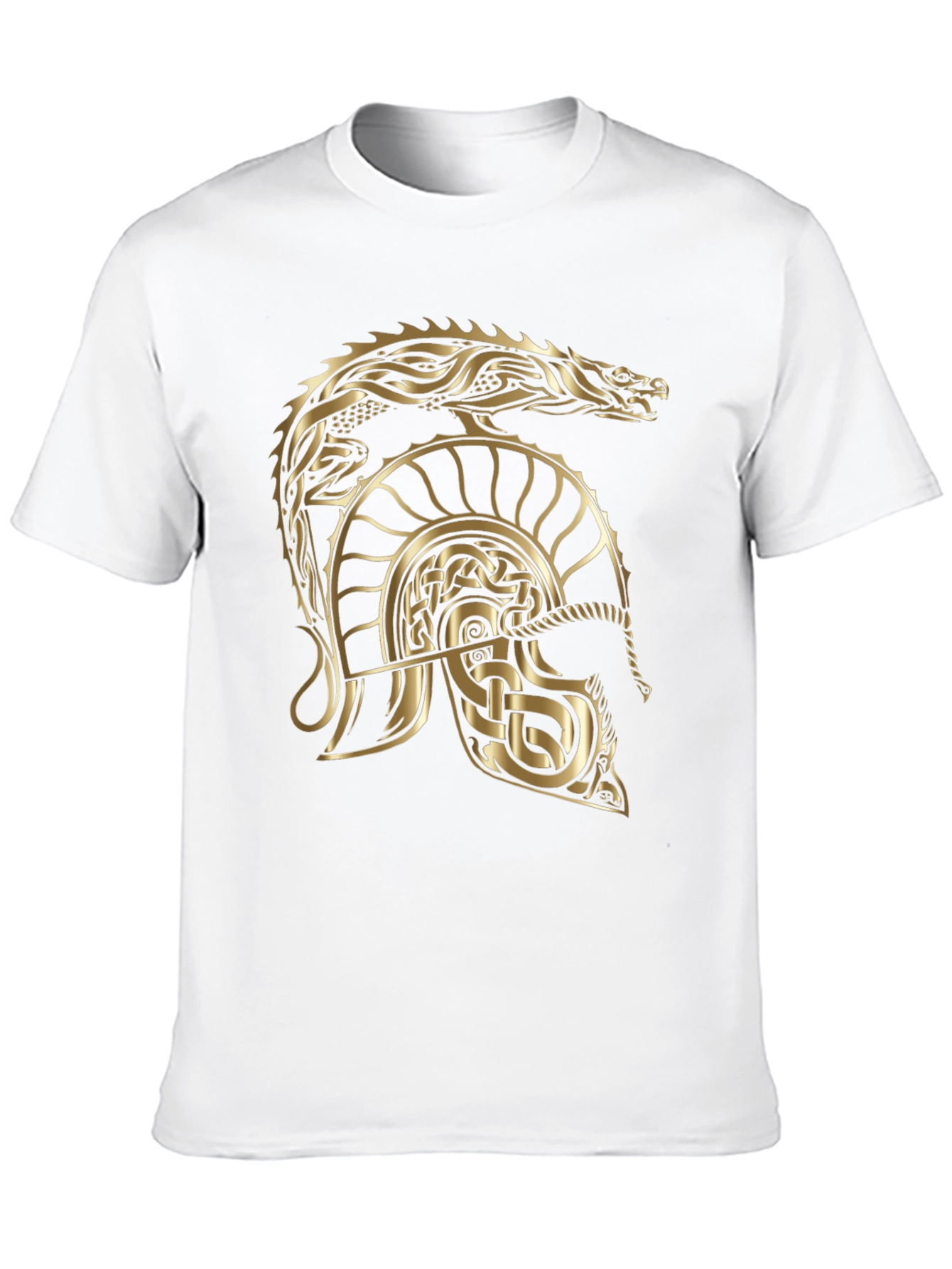 Black Viking Helmet Dragon Graphic T-Shirt view 10