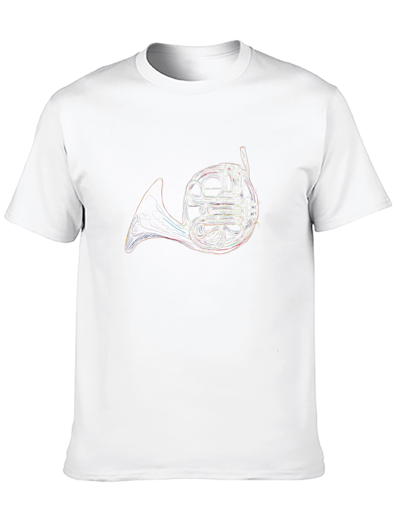 Black French Horn Outline Tee - Music Lover's T-Shirt view 10