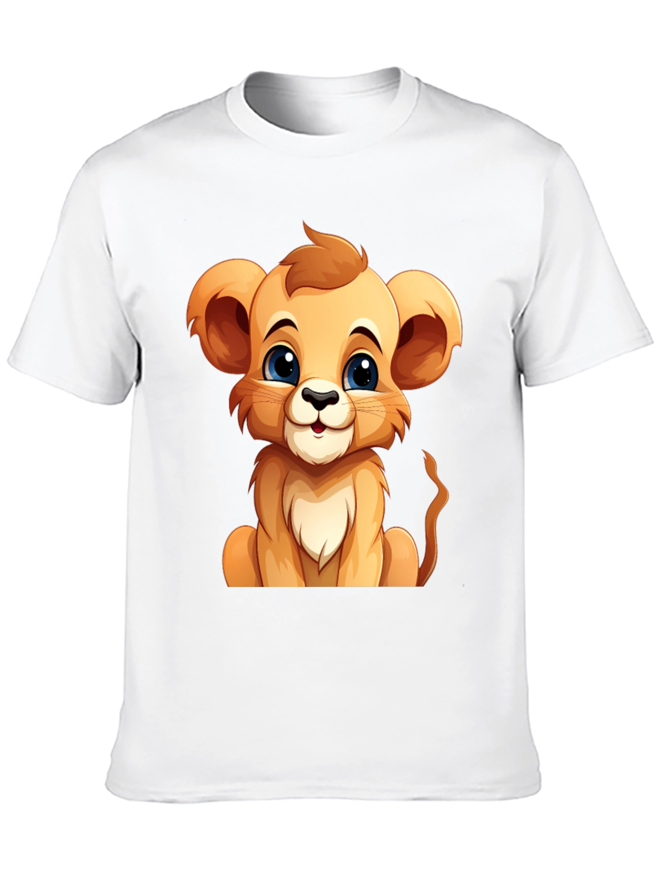 Black Cute Lion Cub Graphic Tee - Black Cotton T-Shirt view 10