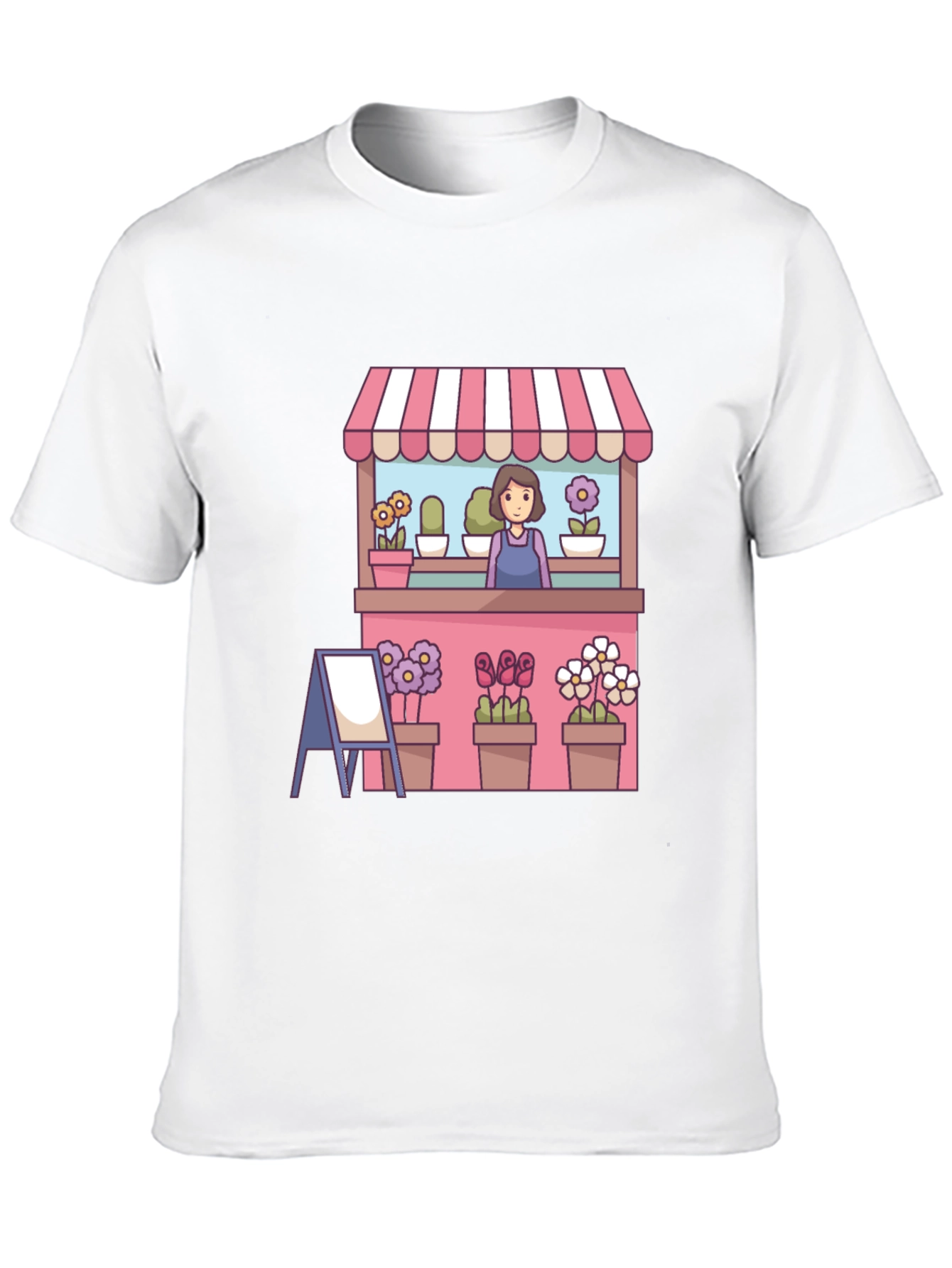 Black Florist Cartoon Graphic Tee - Black Casual T-Shirt view 10