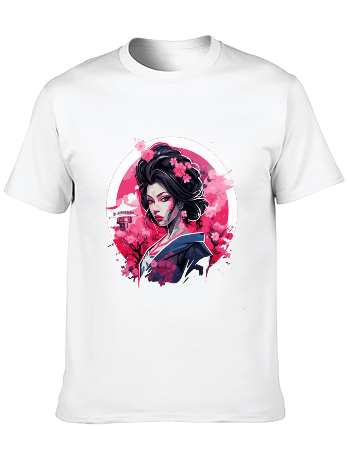 Black Geisha Cherry Blossom Black T-Shirt view 10