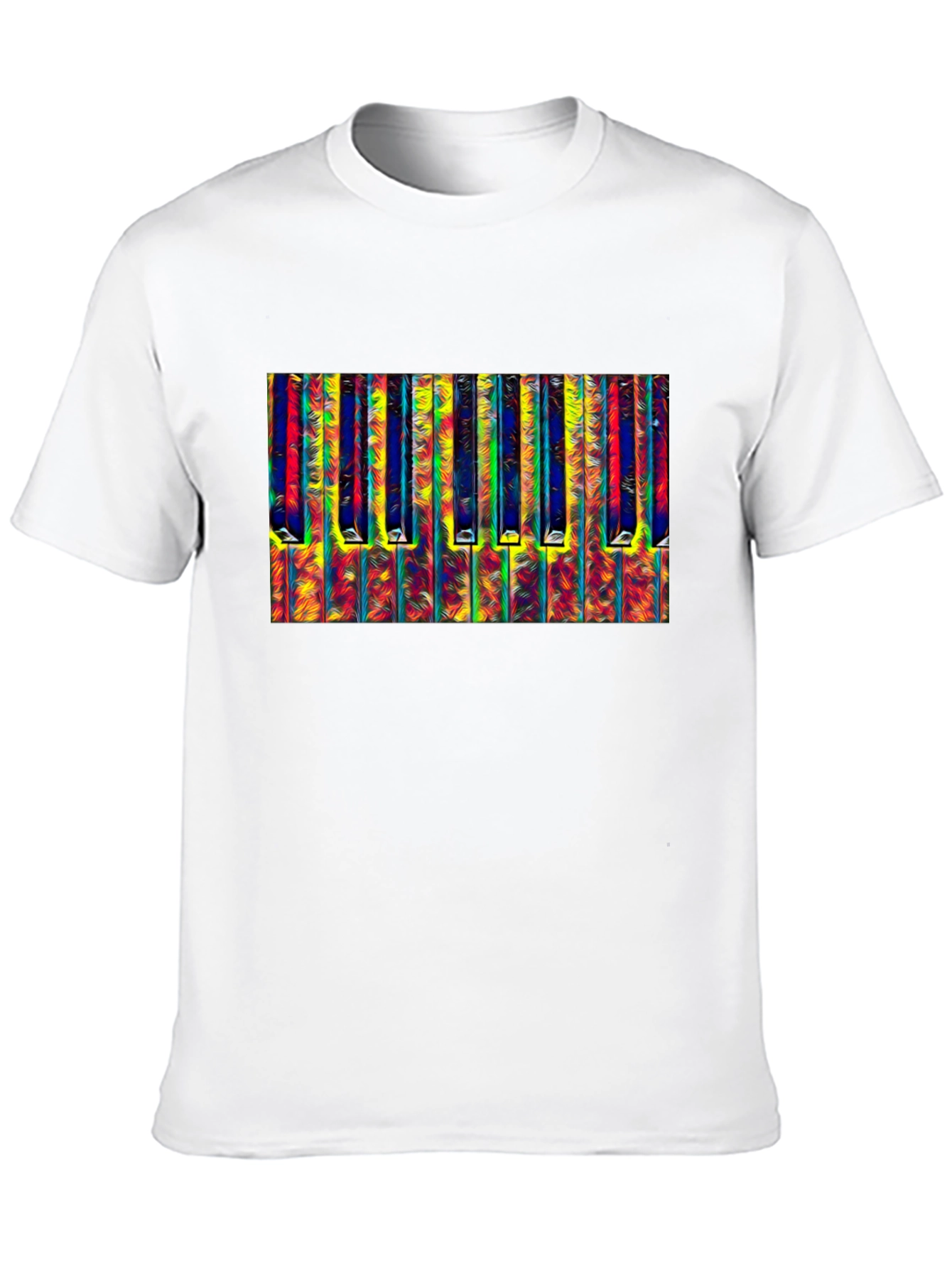 Black Abstract Piano Keys Graphic Tee - Black Cotton T-Shirt view 10