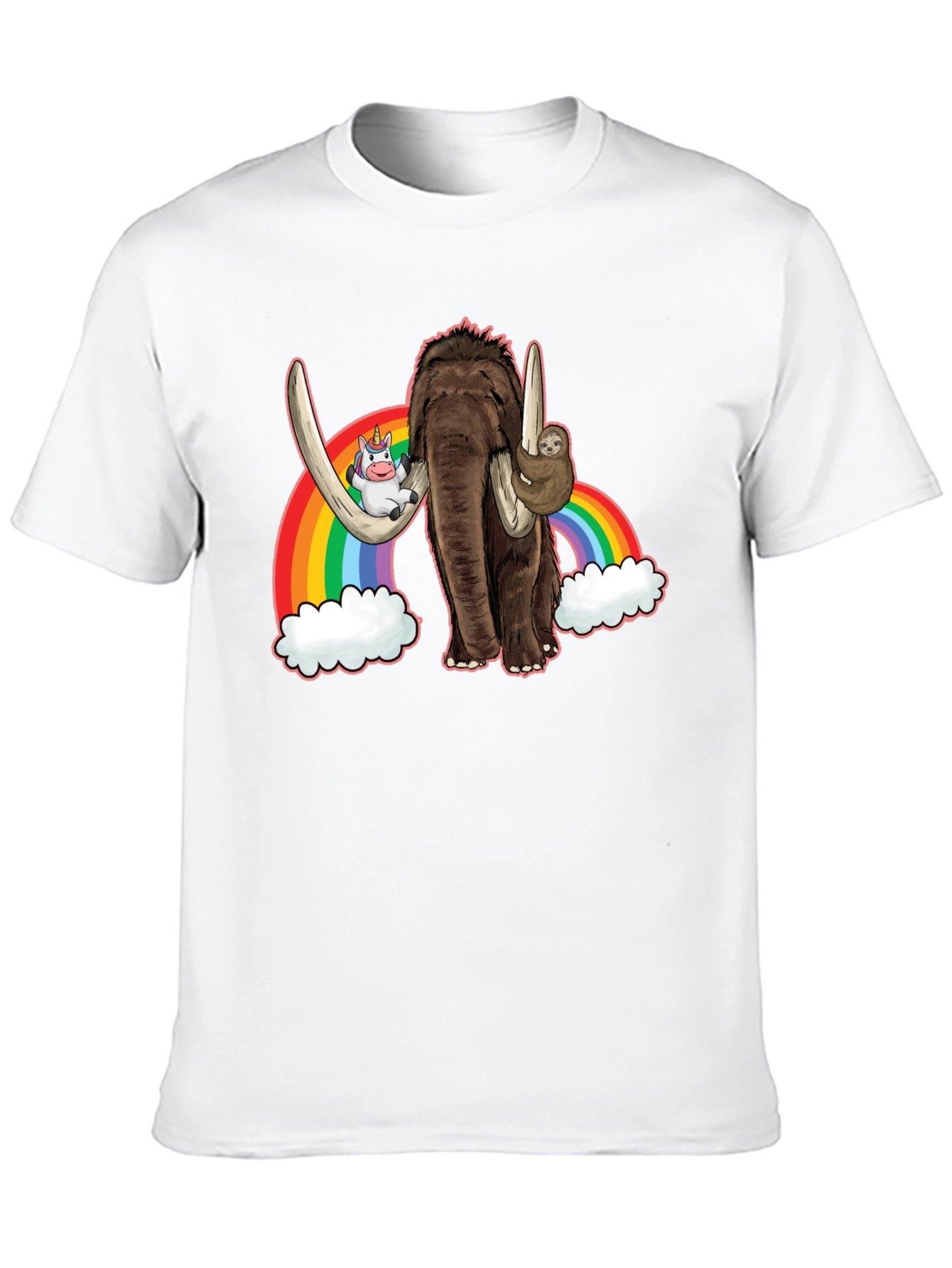 Black Mammoth, Unicorn, Sloth Rainbow Graphic Tee view 10