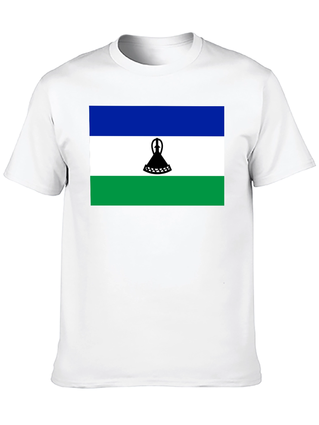 Lesotho Flag Graphic Tee - Black Cotton T-Shirt - 10