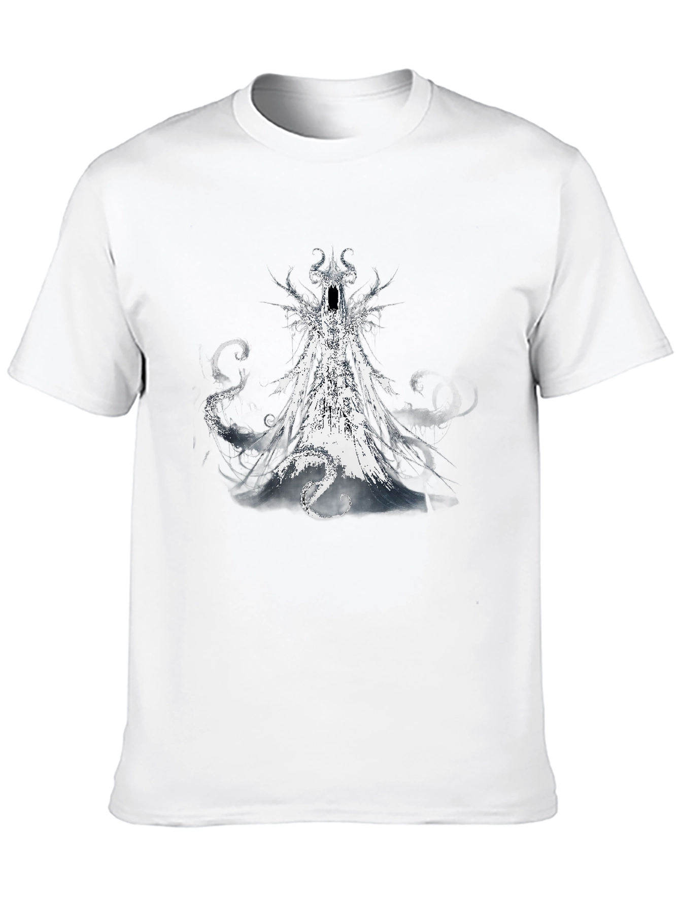 Black Men's Black T-Shirt with Gothic Creature Graphic view 10