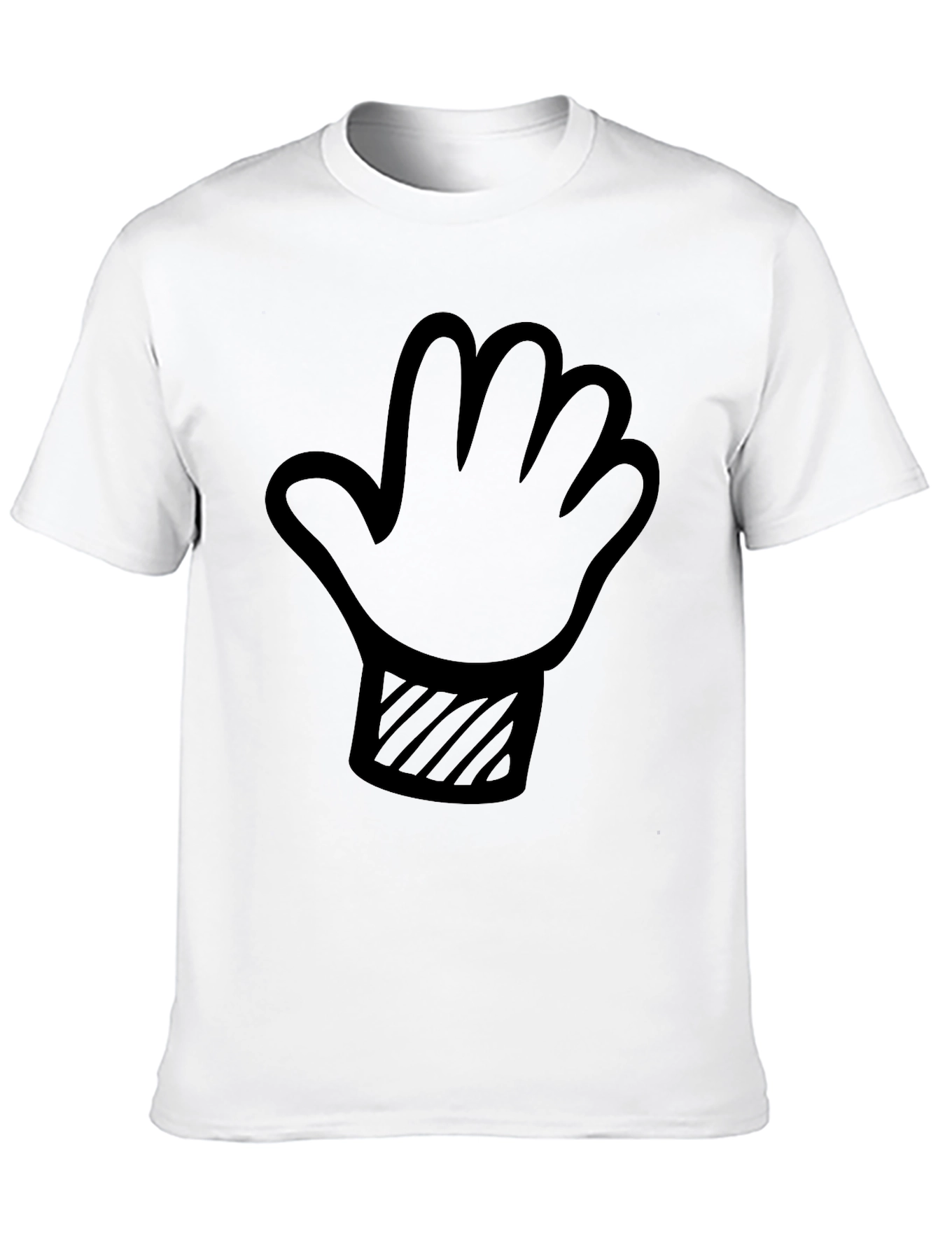 Black Novelty Cartoon Hand Graphic Tee - Casual Black T-Shirt view 10