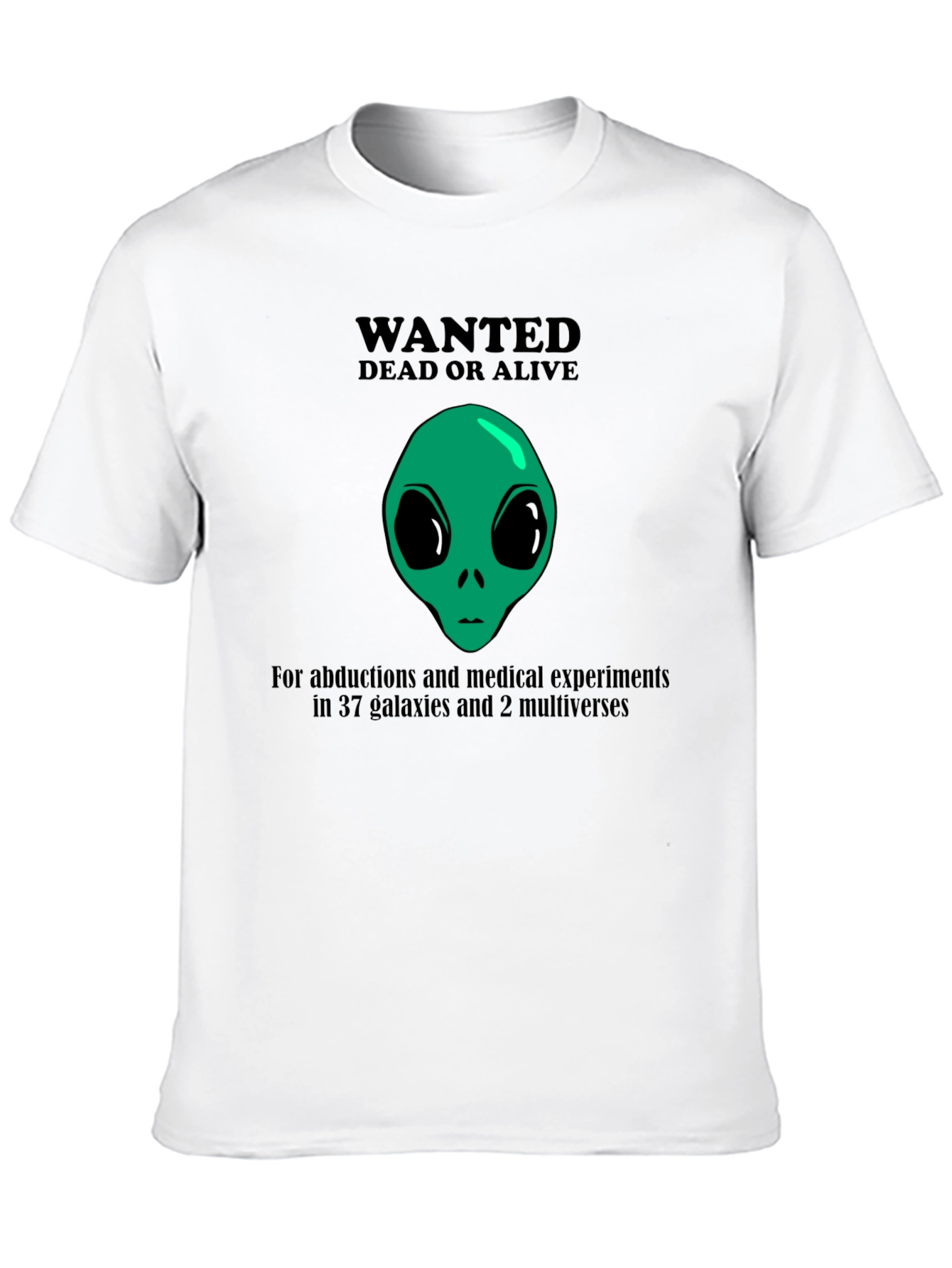 Black Wanted Alien T-Shirt: Dead or Alive Funny Graphic Tee view 10