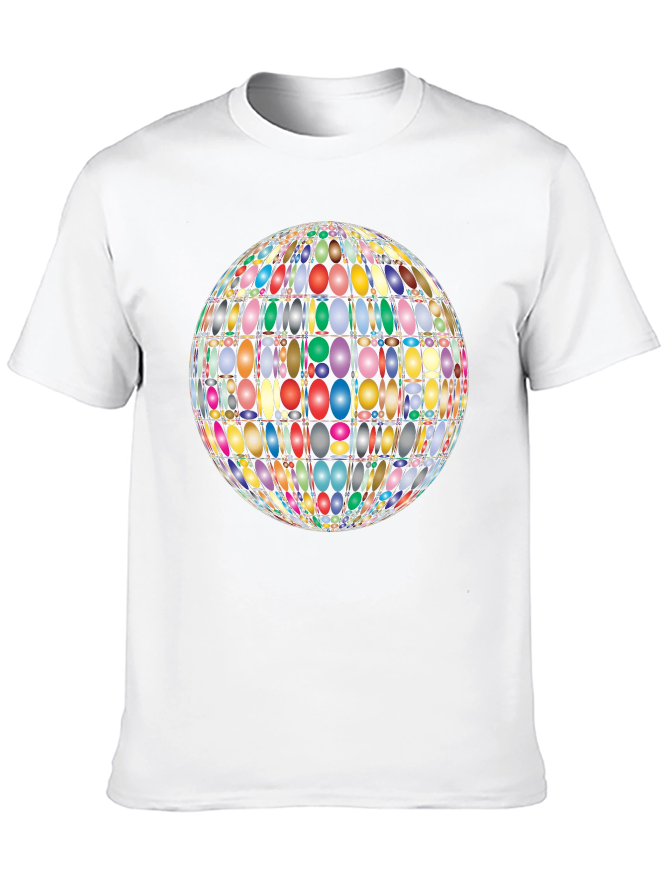 Black Colorful Oval Pattern Globe Men's Black T-Shirt view 10