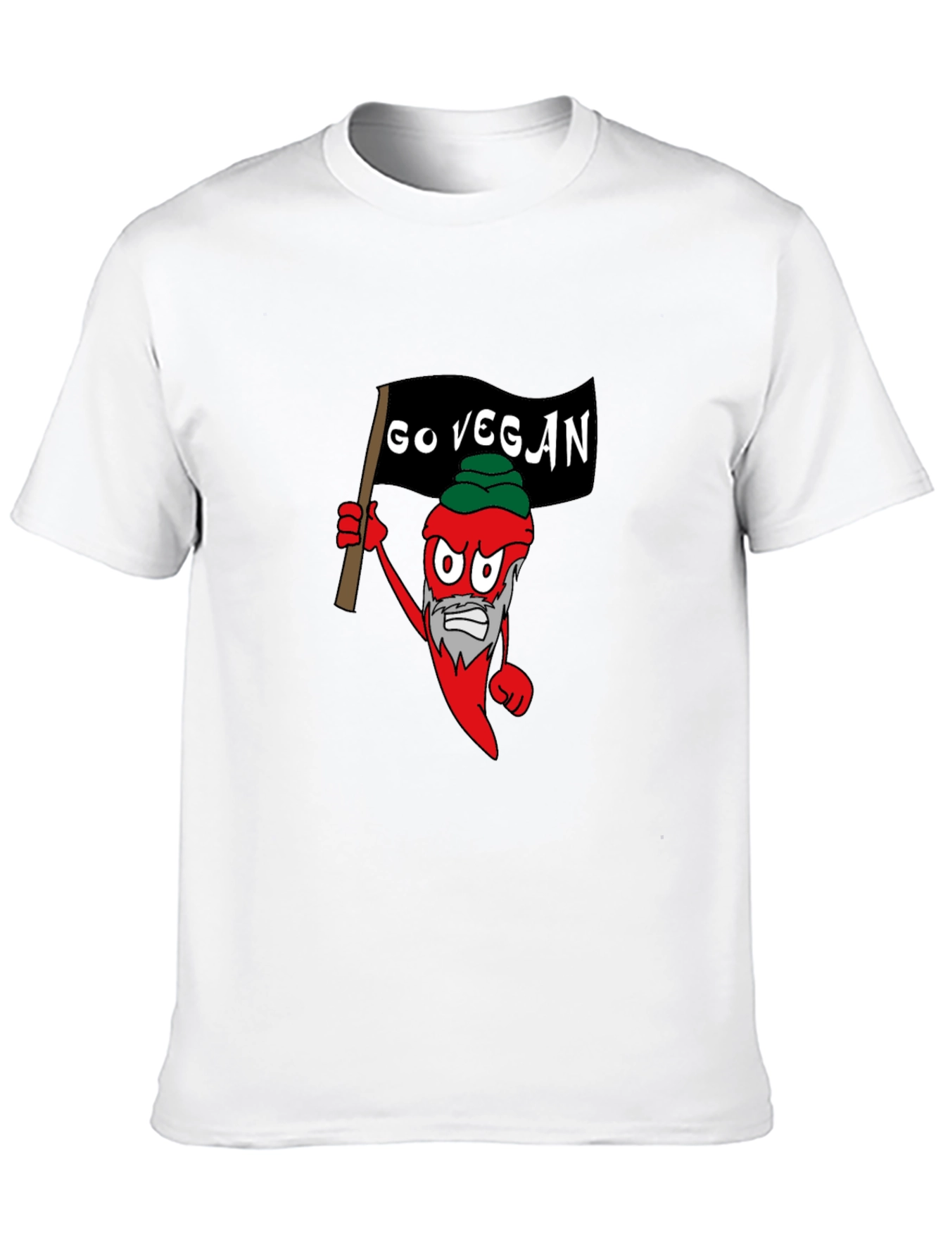 Black Go Vegan T-Shirt - Chili Pepper Cartoon Design view 10