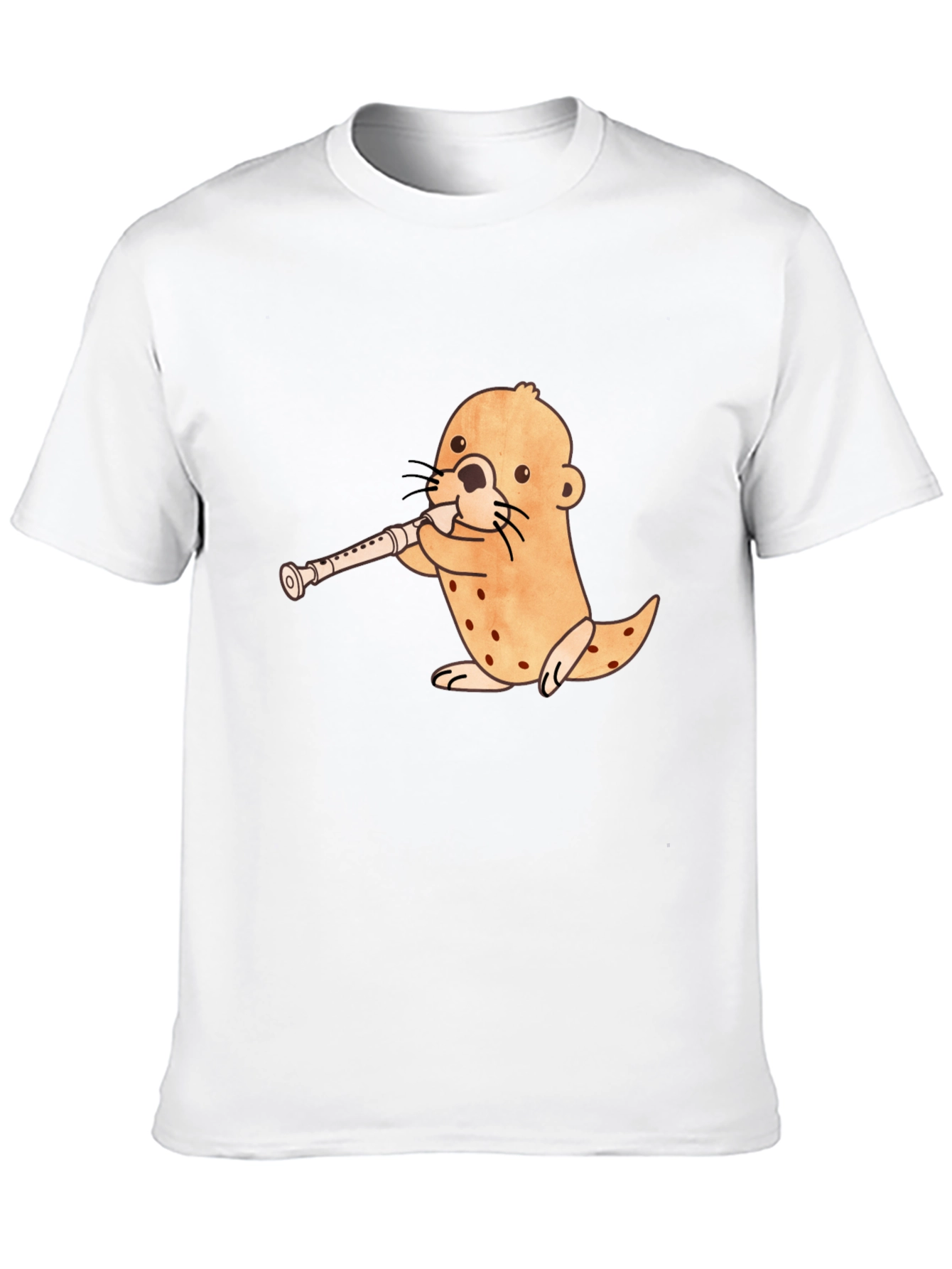 Black Funny Otter Playing Flute Black T-Shirt view 10